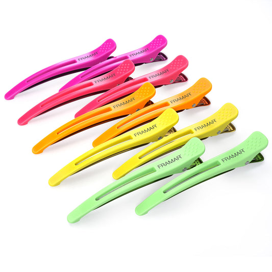 White Smoke Framar Neon Creaseless Hair Clips 10 pack – Professional Salon Hair Clips for Styling Sectioning, Hair Styling Clips, Hair Clip For Sectioning, Hair Sectioning Clips – Prevents Creases Or Dents