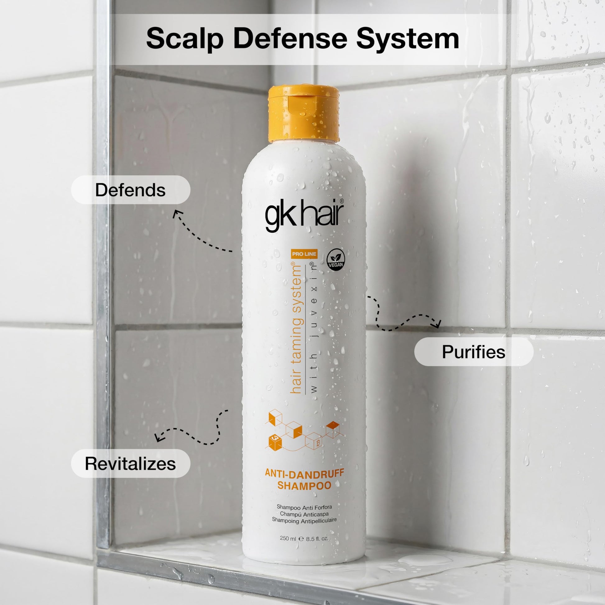 Light Gray GK HAIR Anti-Dandruff Shampoo Leaving Your Scalp Refreshed and Hair Soft, Smooth – Sulfate-Free Shampoo for Dry Damaged Hair for Men and Women 8.5 Fl Oz