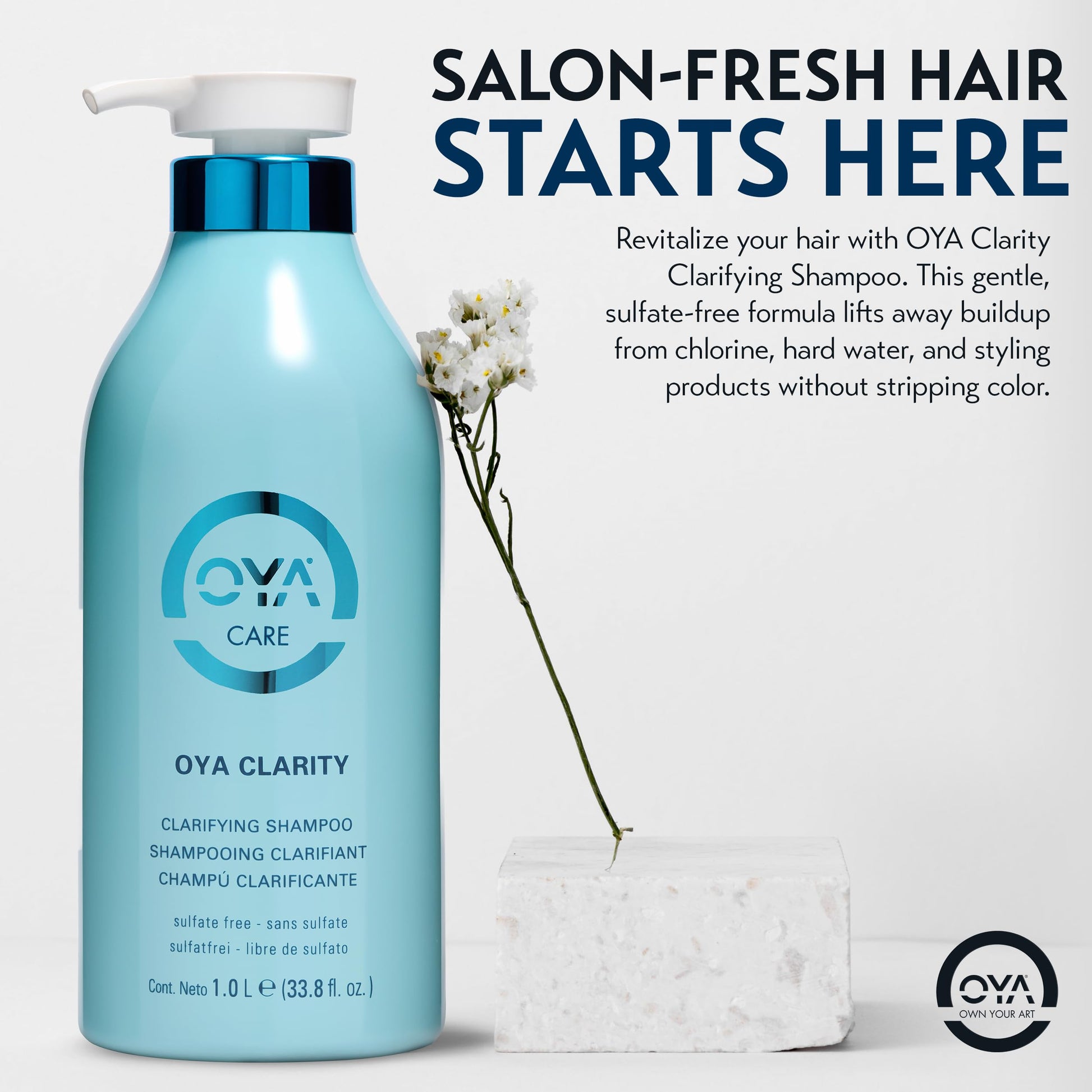Lavender OYA Clarity Clarifying Shampoo - Sulfate Free Wash Removes Impurities, Residue & Buildup - Nourishing Formula w/Amino Acids, Sea Kelp & Green Tea - Salon Quality Care for All Hair Types - 33.8 Fl Oz
