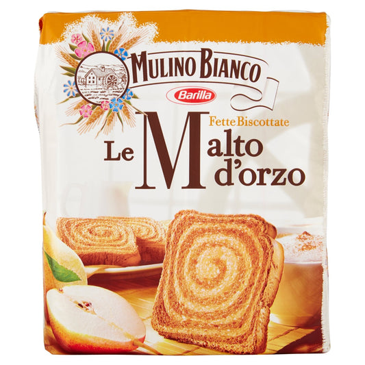 Lavender Mulino Bianco: " Le Malto d'orzo " Fette Biscottate 32 count - Rusks Malt Barley. Italian Toast - 11.11 Oz (315g) Pack of 2