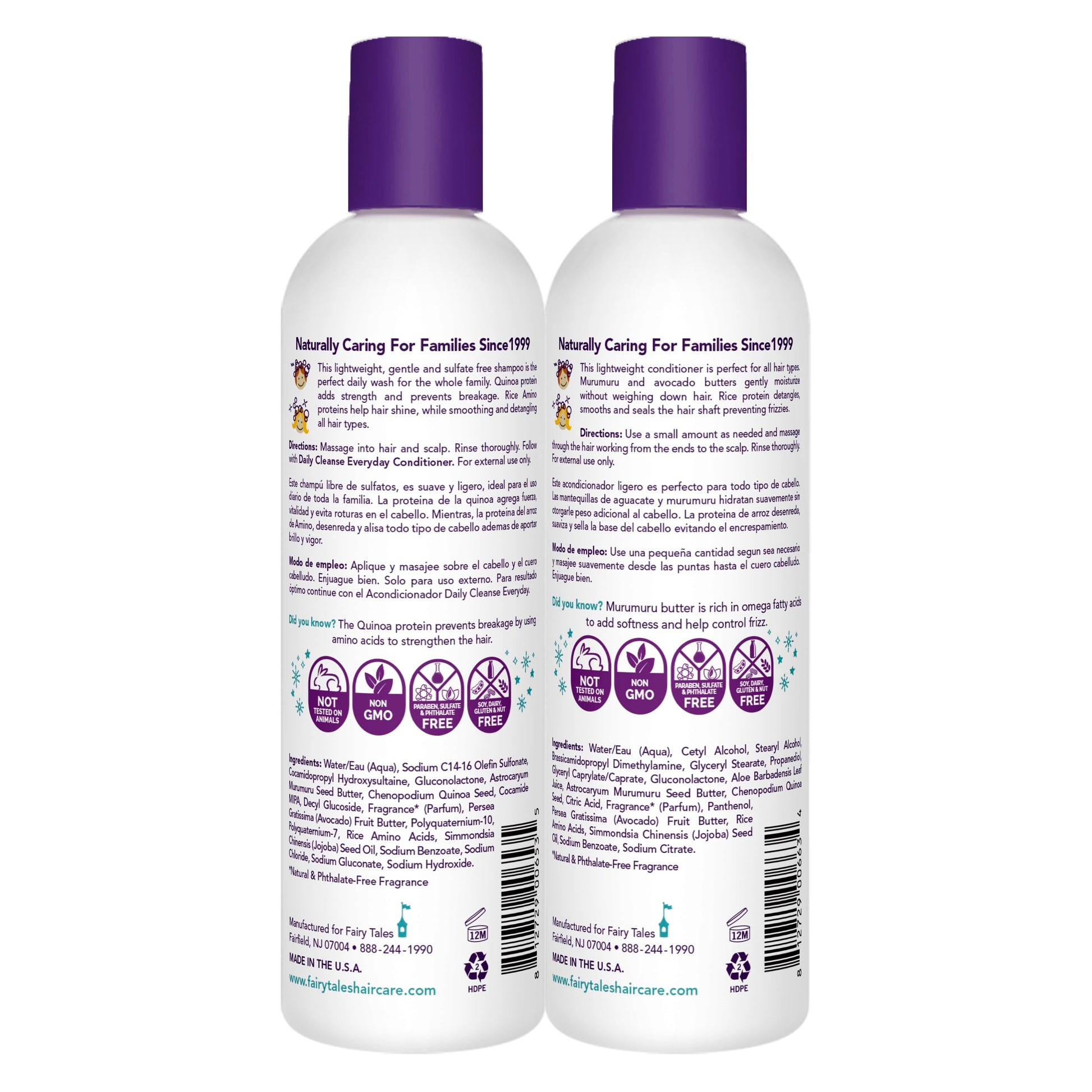 White Smoke Fairy Tales Rosemary Repel Shampoo 12oz, Conditioner 8oz, Conditioning Spray 8oz, plus Daily Cleanse Shampoo 12oz, and Daily Cleanse Conditioner 12oz | Everyday Kids Shampoo and Conditioner Bundle