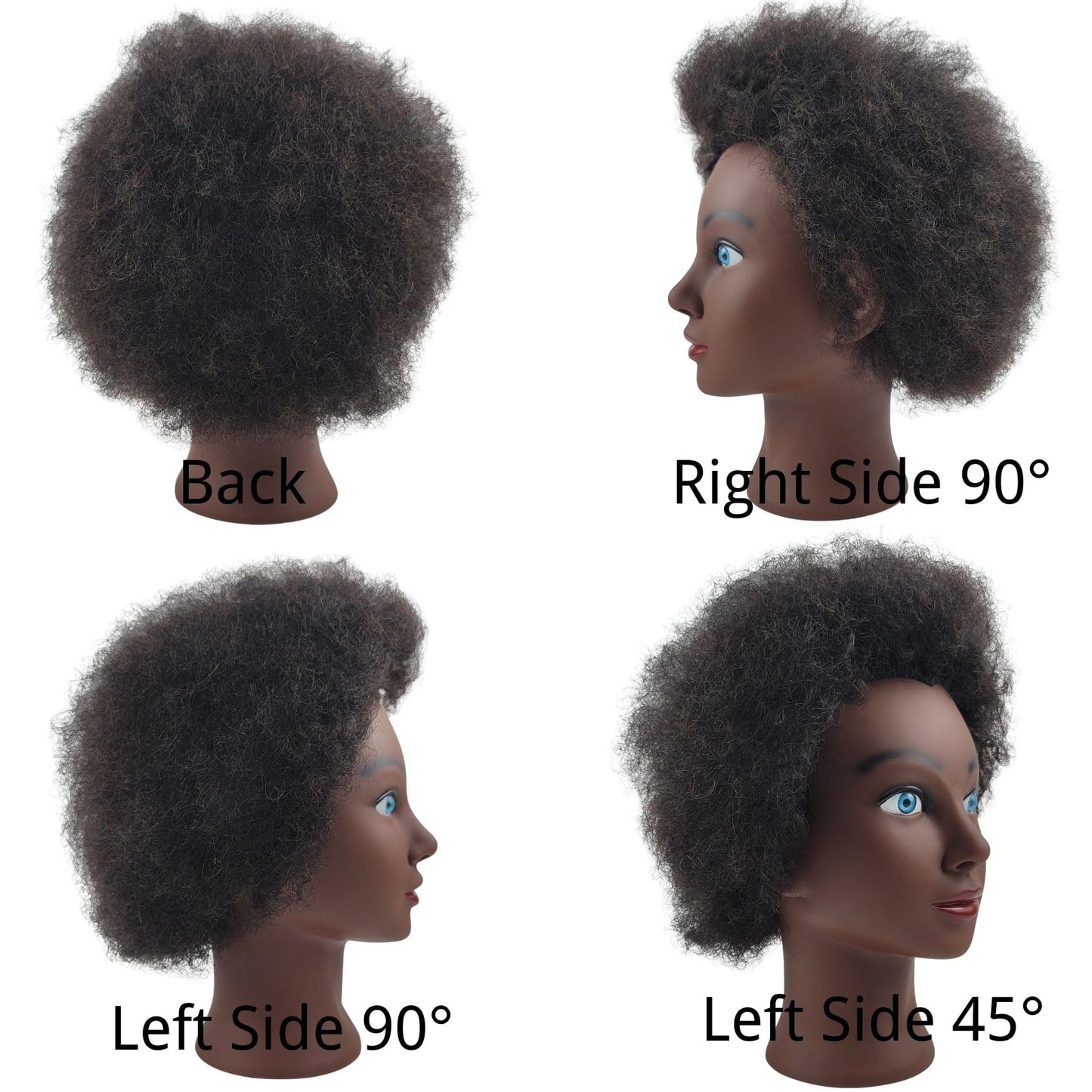 White Smoke Afro Curly Hair Mannequin Head for Braiding Practice, 8" Real Human Hair Mannequin Head for Cosmetology Students Mannequin Doll Head for Hair Styling Kids
