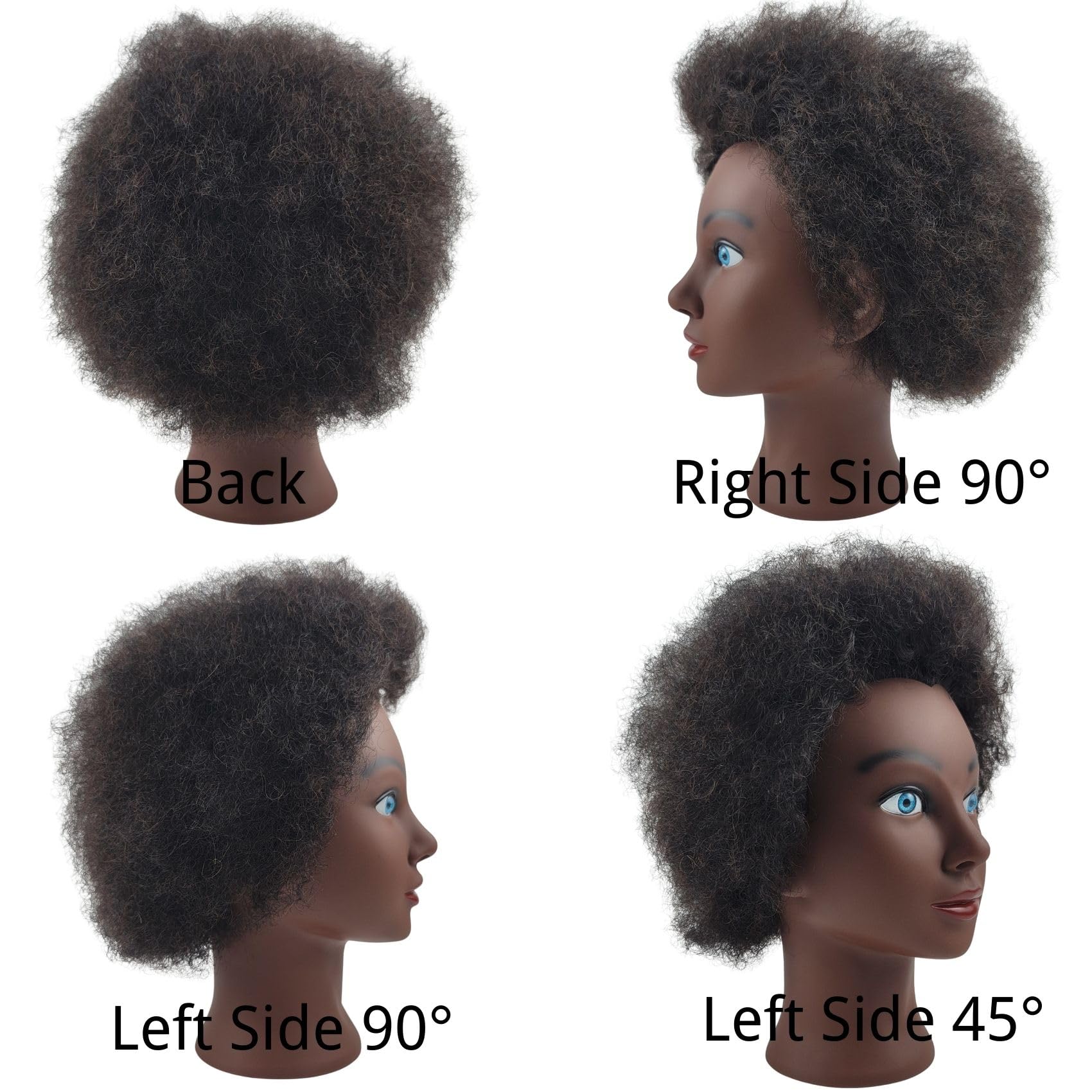 White Smoke Afro Curly Hair Mannequin Head for Braiding Practice, 8" Real Human Hair Mannequin Head for Cosmetology Students Mannequin Doll Head for Hair Styling Kids