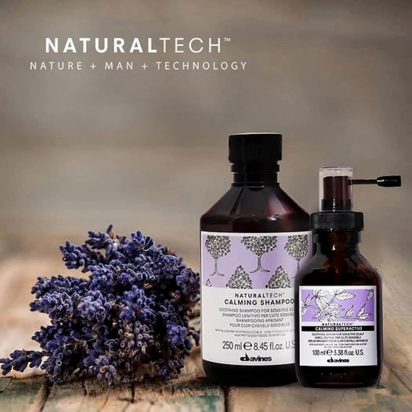 Dim Gray Davines Naturaltech Calming Shampoo, Soothing & Relieving for Sensitive Scalp - With Blueberry Phytoceuticals - Gentle Cleanser Reduces Itching & Redness, 8.45 Fl Oz