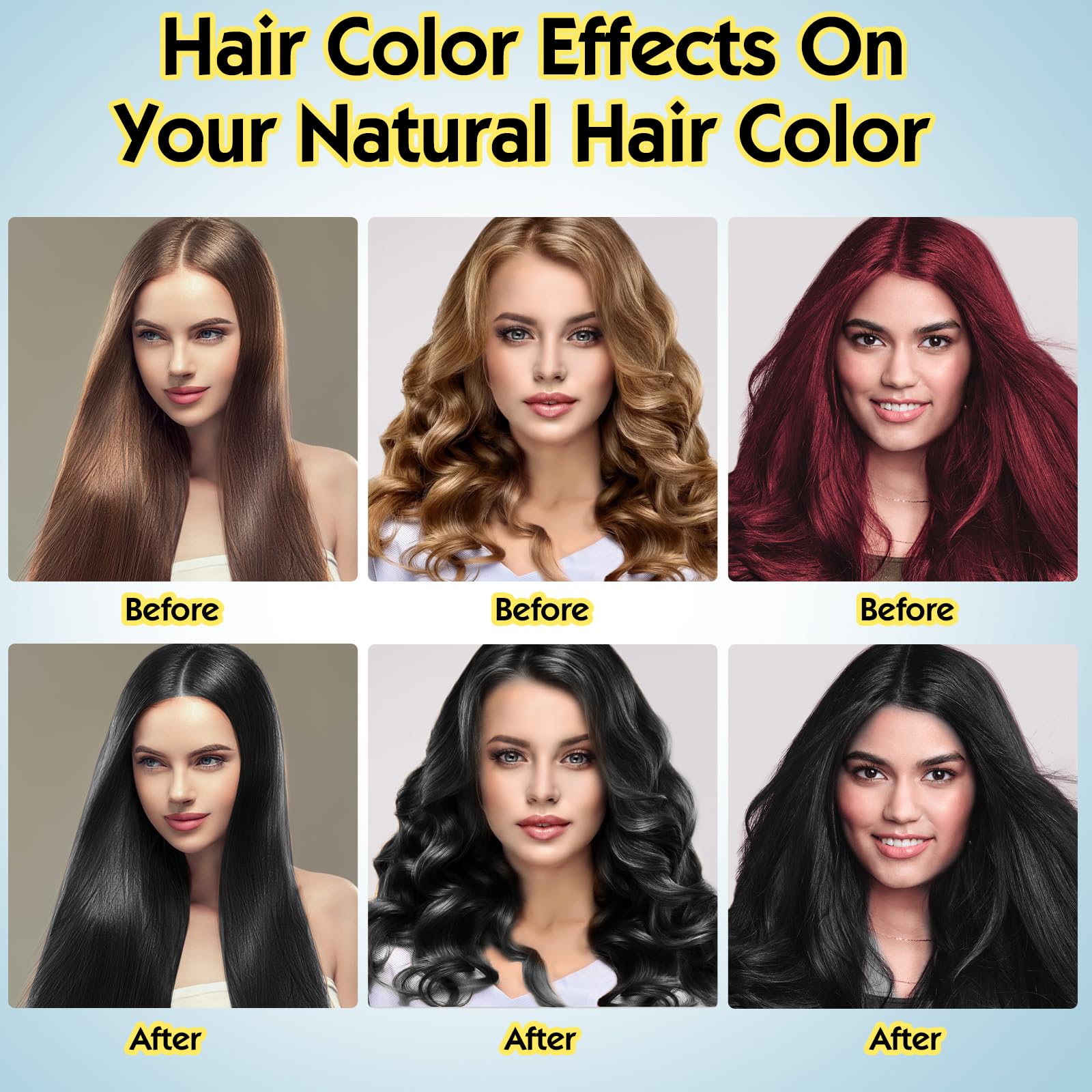 White Smoke Black Hair Dye Shampoo 3 in 1, Herbal Shampoo Hair Dye for Women Men, Grey Coverage 16.9fl oz