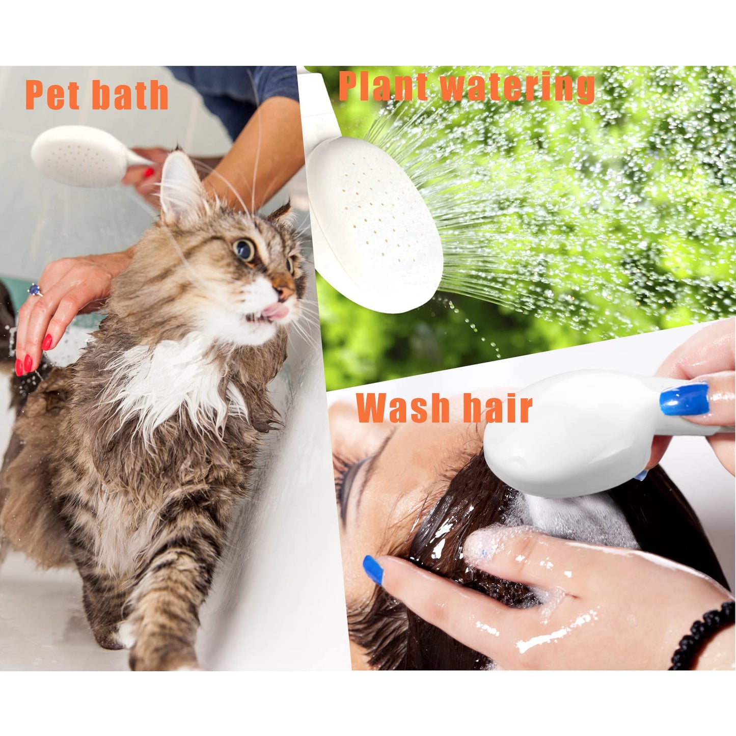 White Smoke Soerreo Sink Spray Rubber Hose, Portable Rubber Hose Nozzle, Shampoo Sprayer, Easy to Use, Suitable for People or Pets