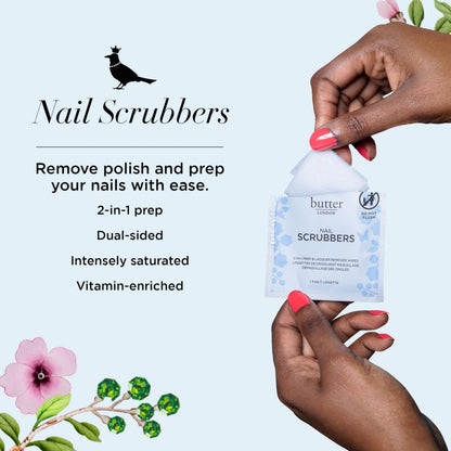 Lavender Butter LONDON Nail Polish Remover Pads, Nail Scrubbers (10 Count) - 2-in-1 Prep & Lacquer Remover Nail Wipes - Travel-Friendly Gel Fingernail Polish Remover - Cruelty-Free, Paraben-Free & Gluten-Free