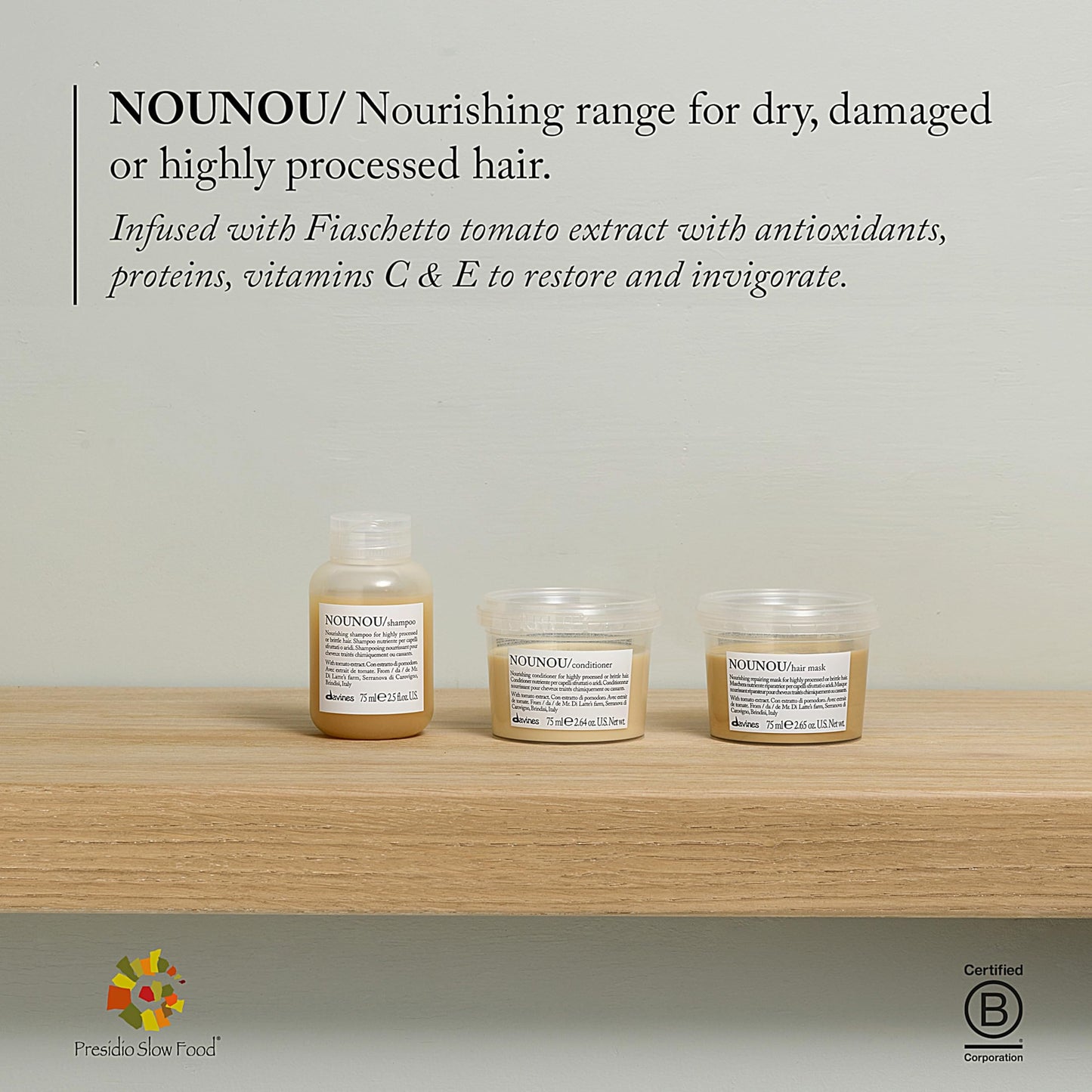 Gray Davines NOUNOU Hair Mask, Repairing Untangling Action for Highly-Processed, Chemically Treated, Dry, Damaged or Brittle Hair - Restores Hydration & Body, Travel Size, 2.54 Fl Oz