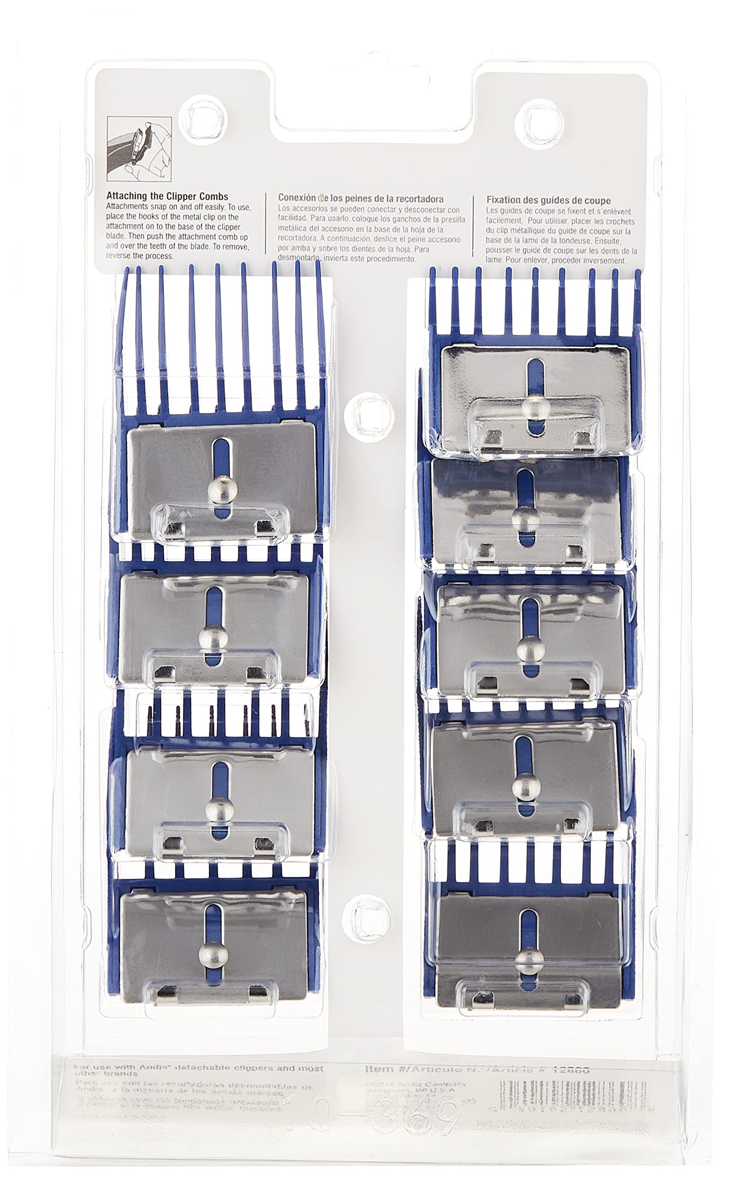 White Smoke Andis Clipper Combs for Small Pets, Blue, (Pack of 9) (12860)