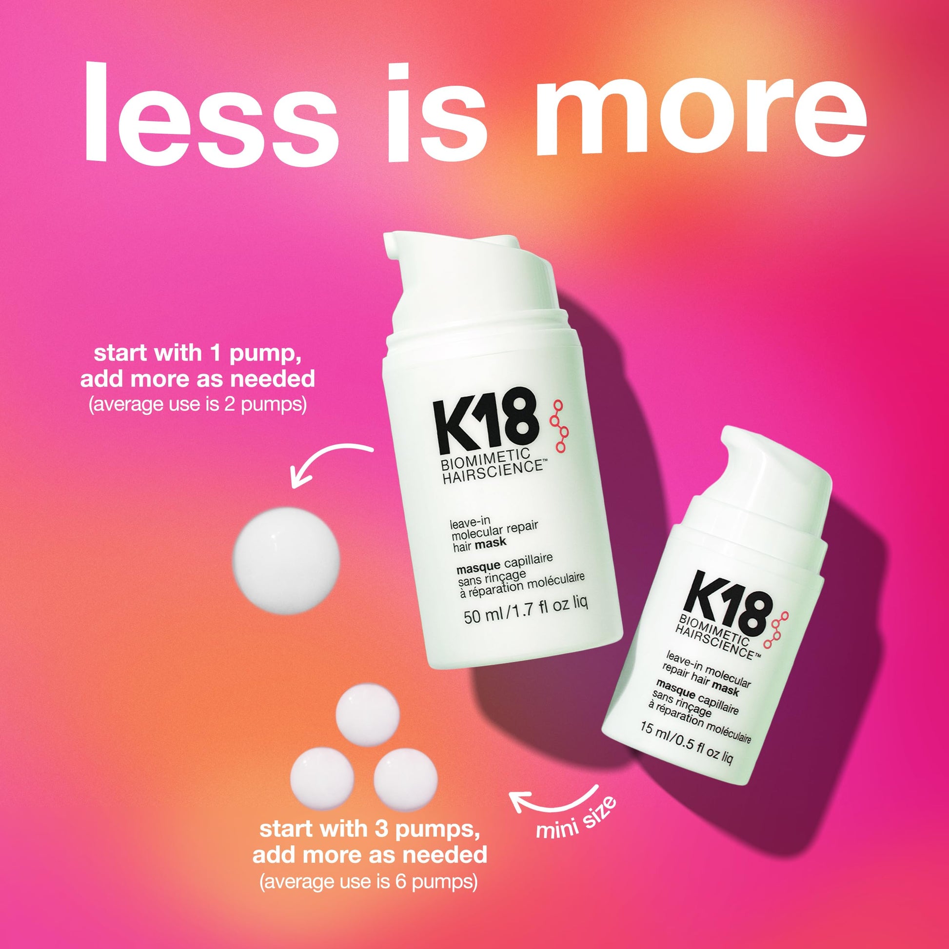 Salmon K18 Leave-In Molecular Repair Hair Mask, Patented, Lasting Repair For Dry, Frizzy, Damaged Hair, Reverse Damage In 4 Minutes From Bleach, Color, Chemical Services + Heat