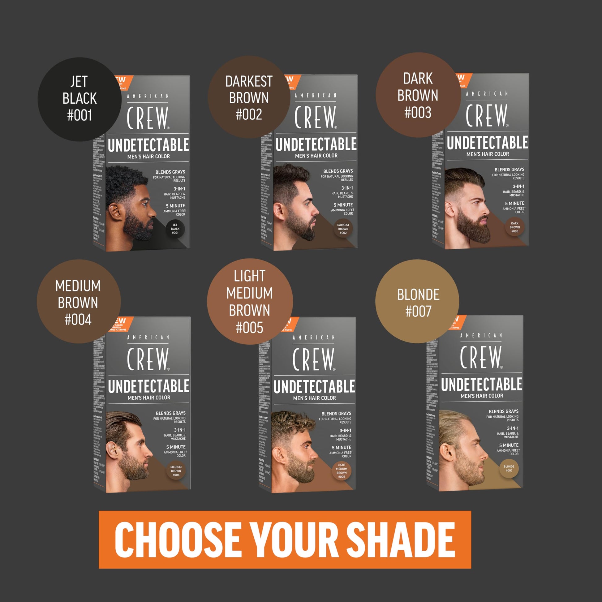 Dark Slate Gray American Crew Undetectable Men's Hair Color |Medium Brown Demi-Permanent Hair Dye | Natural-Looking Gray Coverage for Men, 004 Medium Brown, 1 pack