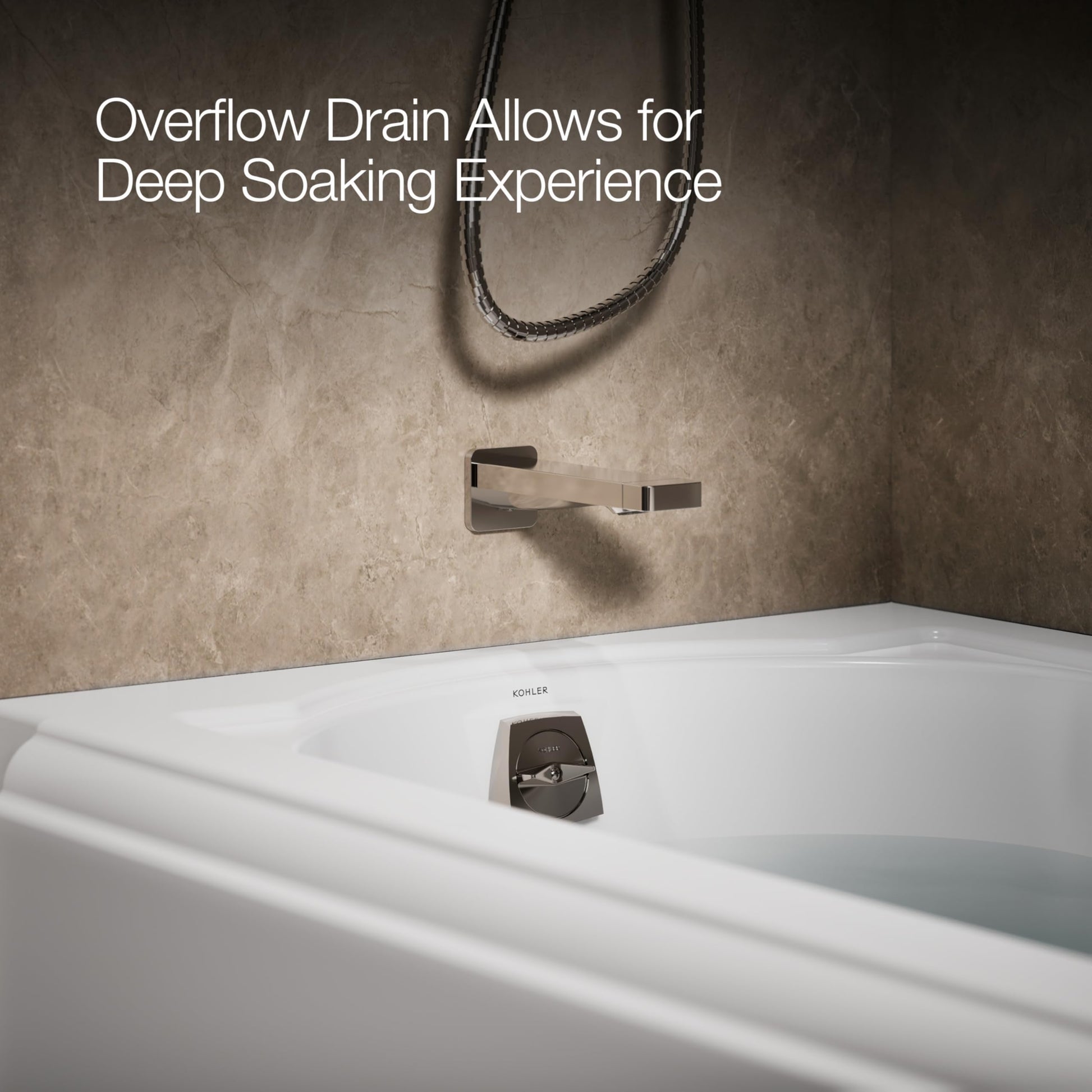 Gray KOHLER K-721-0 Memoirs 60" x 33-3/4" Alcove Cast Iron Bathtub with Left-Hand Drain and Itegral Flange, Safeguard Slip-Resistant Surface, White