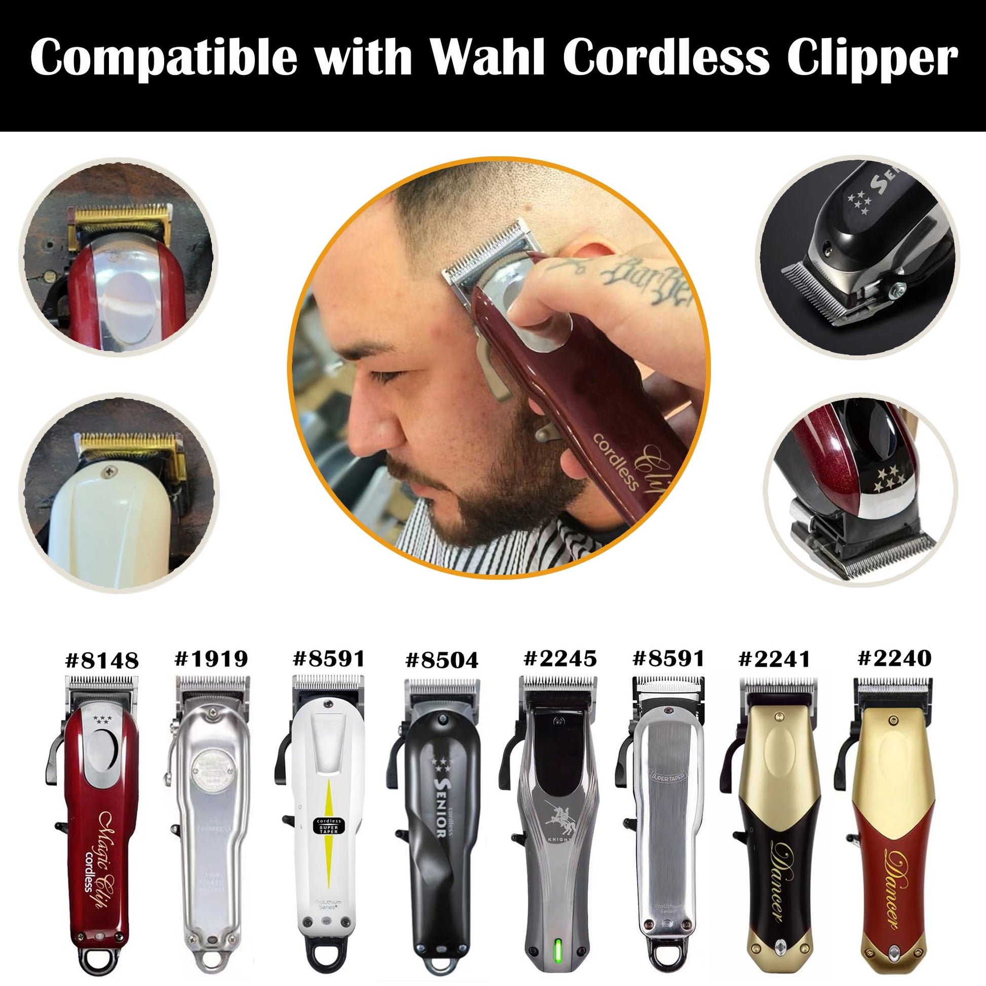 White Smoke Fit for Wahl Clippers Replacement Blade, Professional Precision 2 Hole Adjustable Hair Trimmer Parts Gold Silver Blades Compatible with Wahl 5 Star Series, Super Taper, Magic Clip Clipper, 2pack