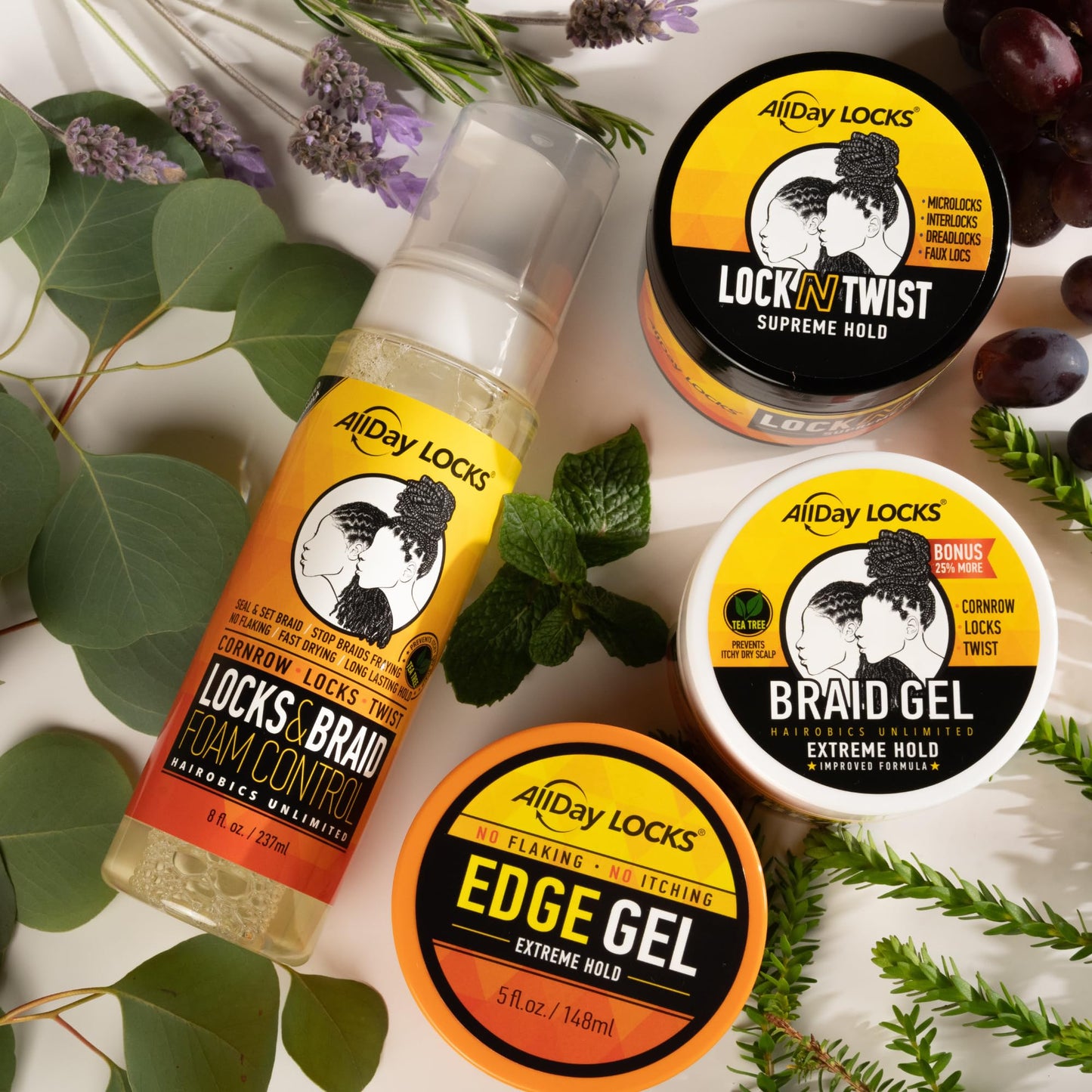 Black AllDay Locks Braid Gel Extreme Hold - Braiding Gel for Cornrows, Locks, & Twisting, Moisturizing Edge Control for Women and Men, Natural Formula for Extreme Hold - 5 oz