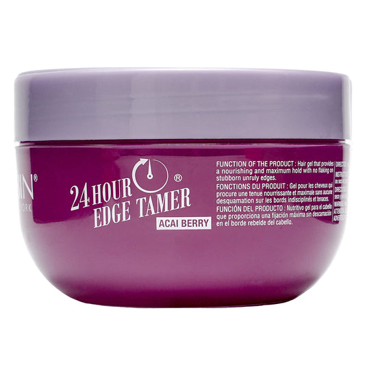Slate Gray 24 Hour Argan Oil Edge Tamer Refresh (8.25oz/ 250ml, Acai Berry) | Extreme Firm Hold, Smooths & Tames Frizz | No Flaking or Drying | High Shine, Long Lasting, All Hair Types, Styling Gel.