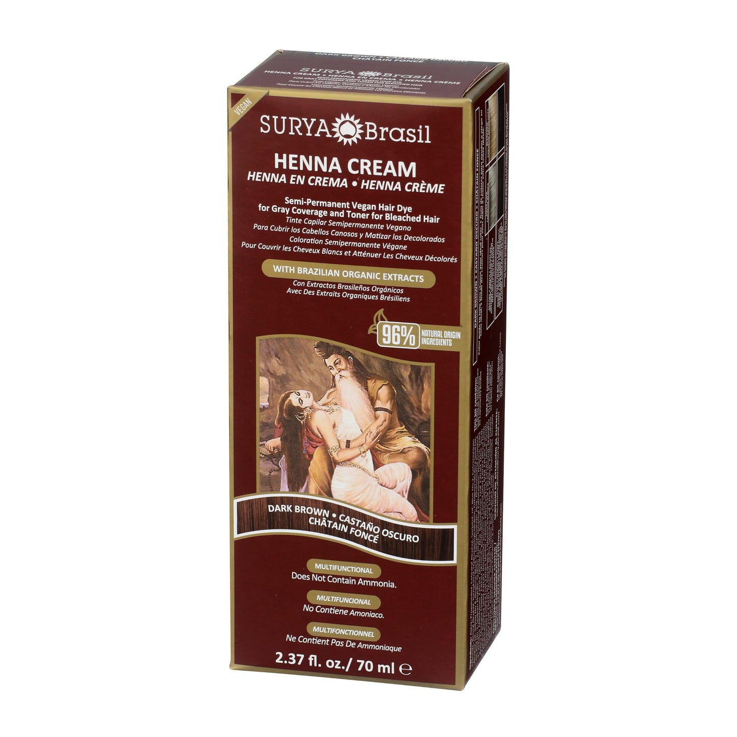 Dark Red Surya Brasil Henna Dark Brown Cream - 2.37 Ounce