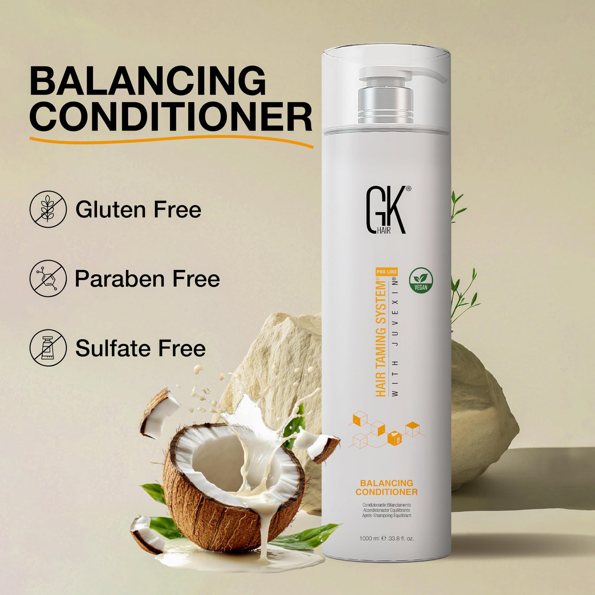 Gray GK HAIR Global Keratin Balancing Conditioner (33.8 Fl Oz/1000ml) For Oily & Color Treated Hair Daily Use After Shampoo Conditioning Deep Cleanser & Impurities Remover Restores pH Levels