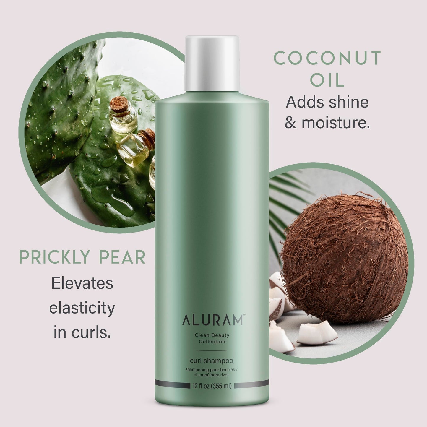 Lavender ALURAM Curl Shampoo, Clarifying Coconut Water Infused and Lightweight Cleansing For Curly Hair, 12 Fl Oz