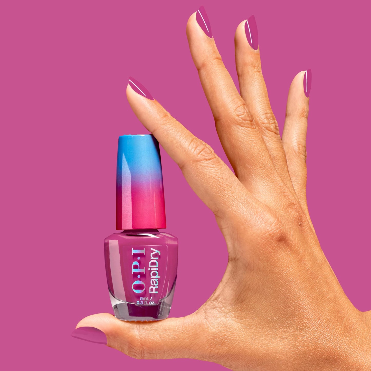 Pale Violet Red OPI RapiDry ASAPink | Opaque Bright Pink Crème Quick Dry Nail Polish | Vegan, Smudge Proof, Fast Drying