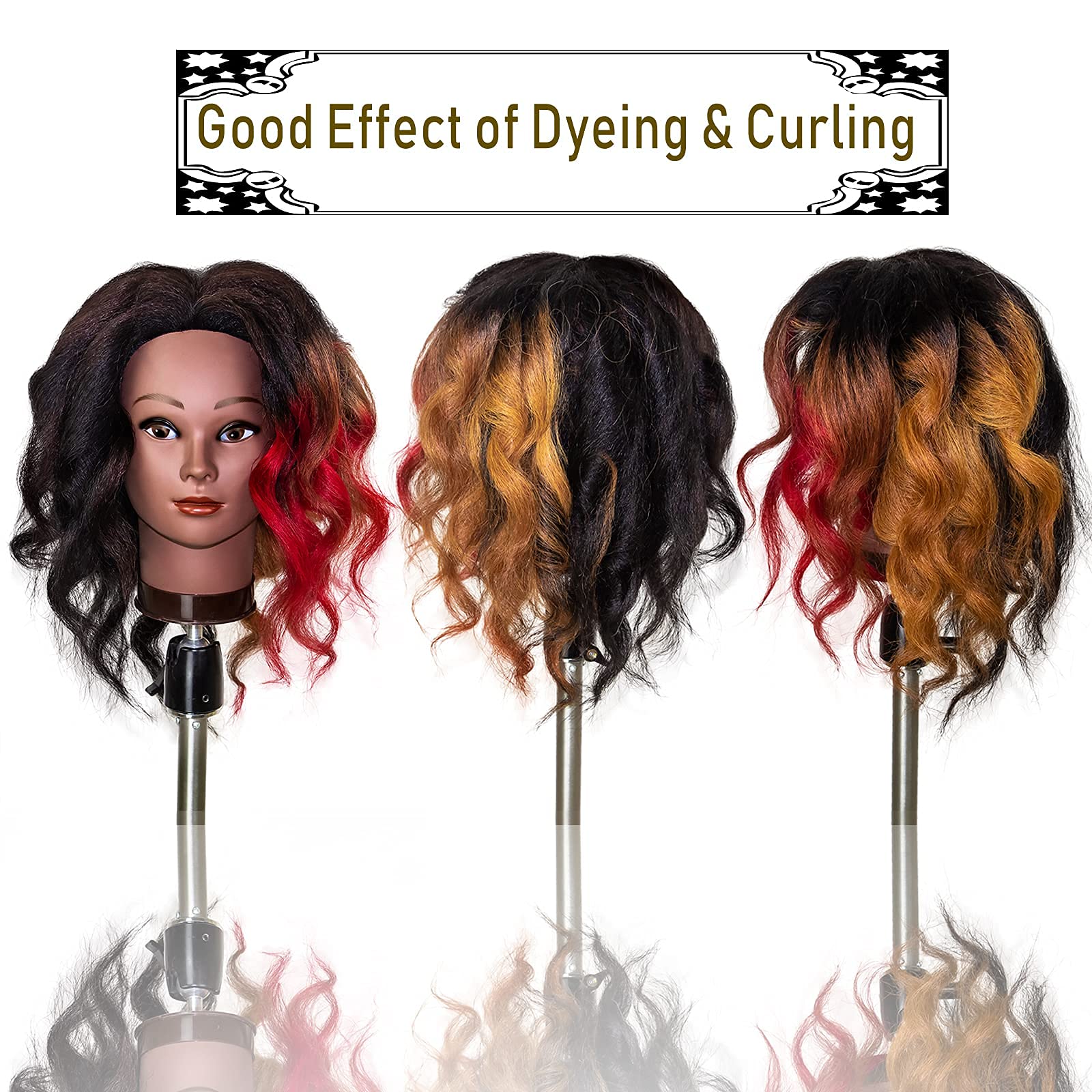 White Smoke MILLYSHINE Mannequin Head With Human Hair,16",Braiding Styling Doll Head,Beauty School Manikin Head,Curling Dyeing Hairdresser Practice Training Head