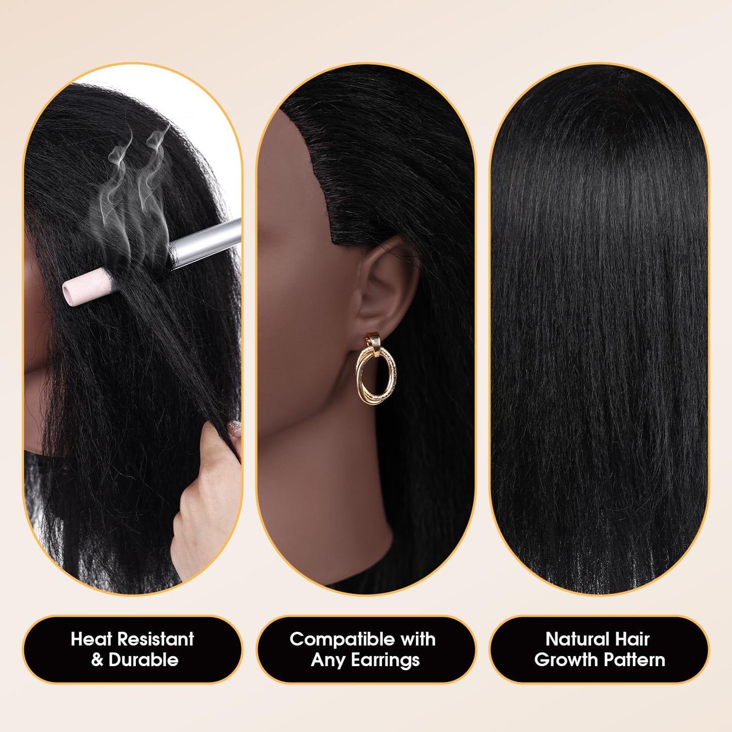 Black 18 Inch 100% Real Human Hair Mannequin Head, Cosmetology Manikin Head Training Doll Head for Hair Styling, Braiding, Curling Practice, with Table Clamp Holder & Complete Styling Tools Kit(Black)