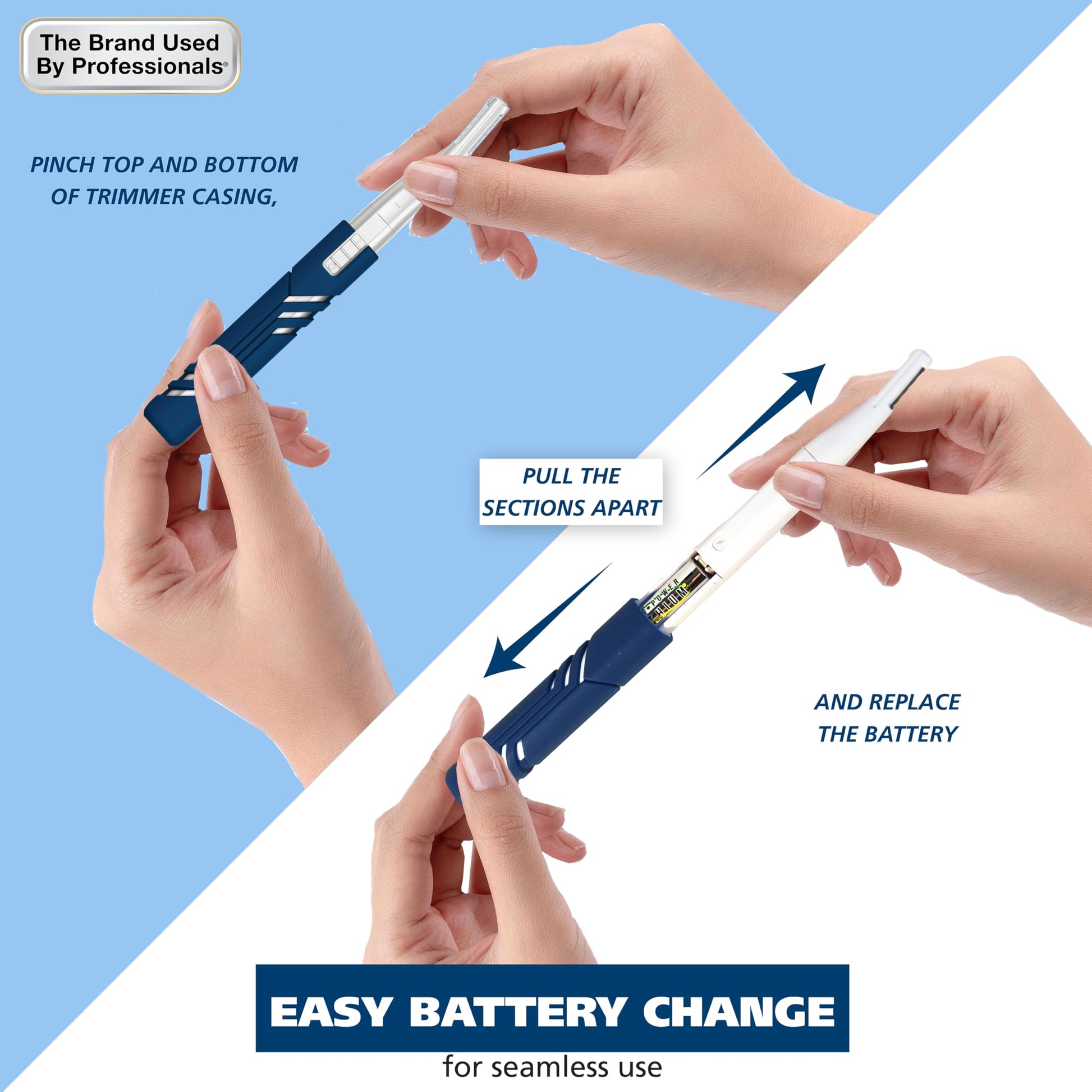White Smoke Wahl DualTech® Battery-Powered Hair Trimmer, Face Trimmer for Women
