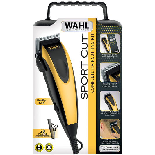 White Smoke Wahl 20-Piece Combo Sport Cut No-Slip Self Sharpening Complete Clippers Haircut Kit #9423