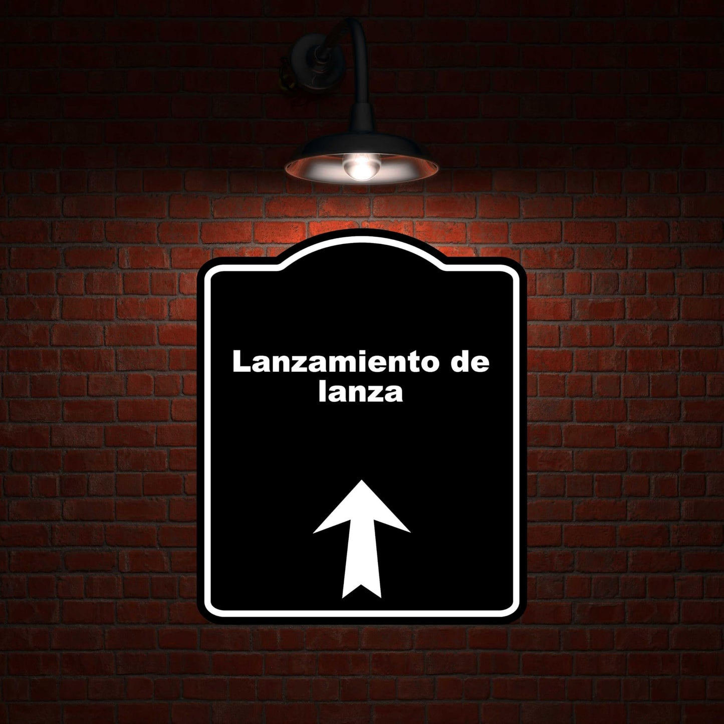 Black Lanzamiento de lanza Spanish Black Sign Arrow Up Aluminum Composite Sign 15 x 18 inches