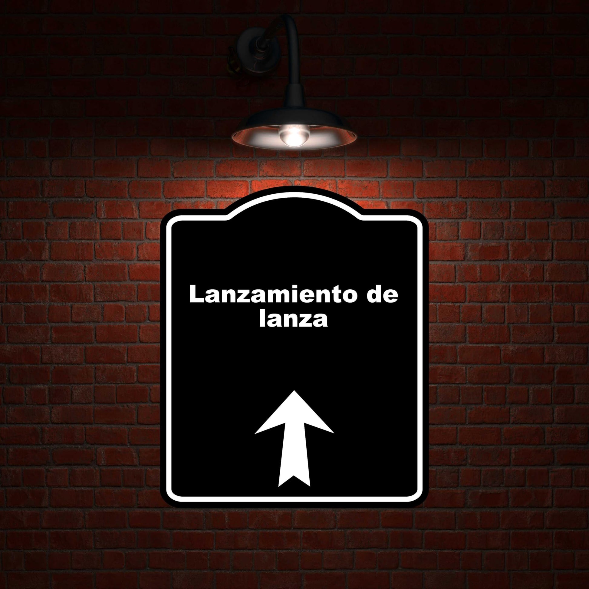 Black Lanzamiento de lanza Spanish Black Sign Arrow Up Aluminum Composite Sign 15 x 18 inches