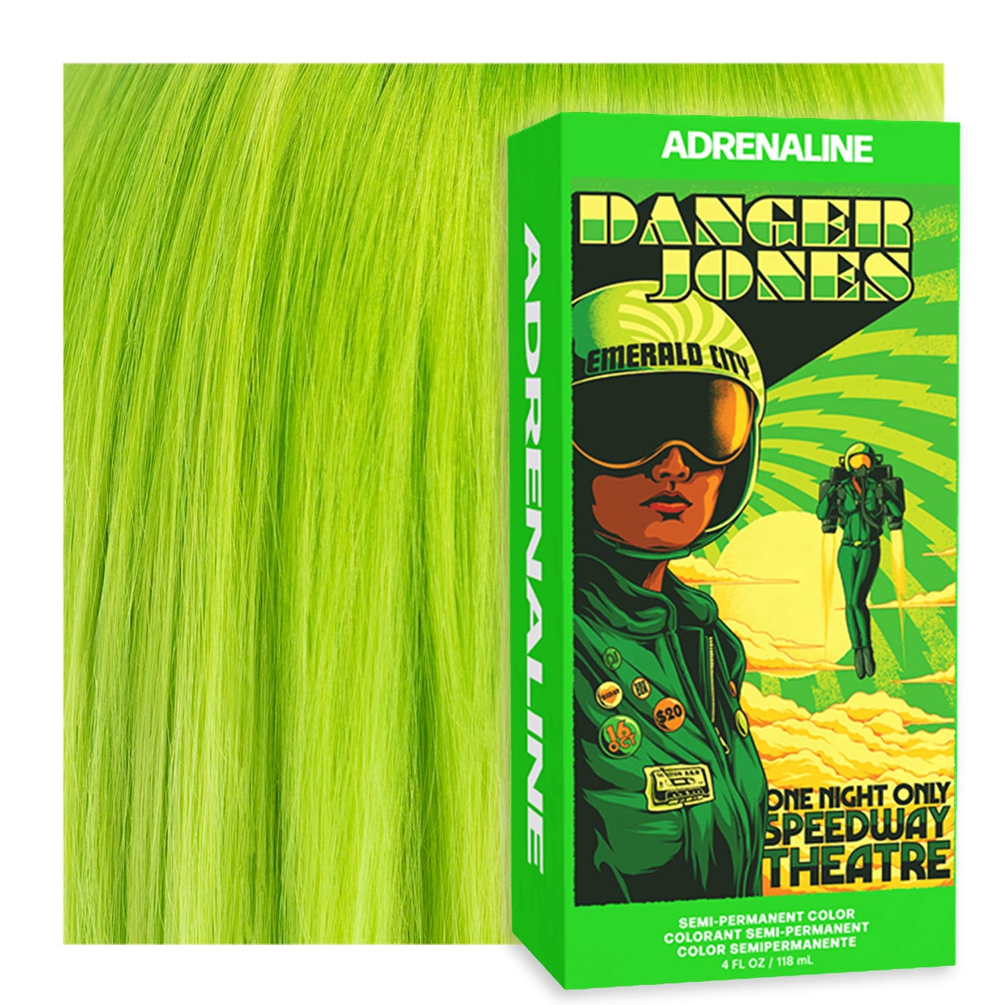 Yellow Green Danger Jones Semi-Permanent Hair Color (Adrenaline - Neon Green)