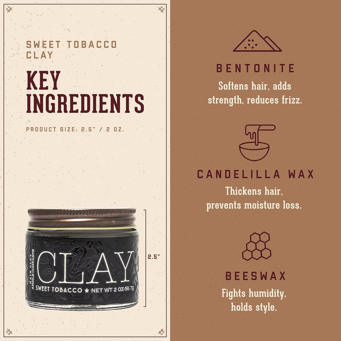 Sienna 18.21 Man Made Hair Styling Product, 2oz. Original Sweet Tobacco Scent in Clay with Matte Finish