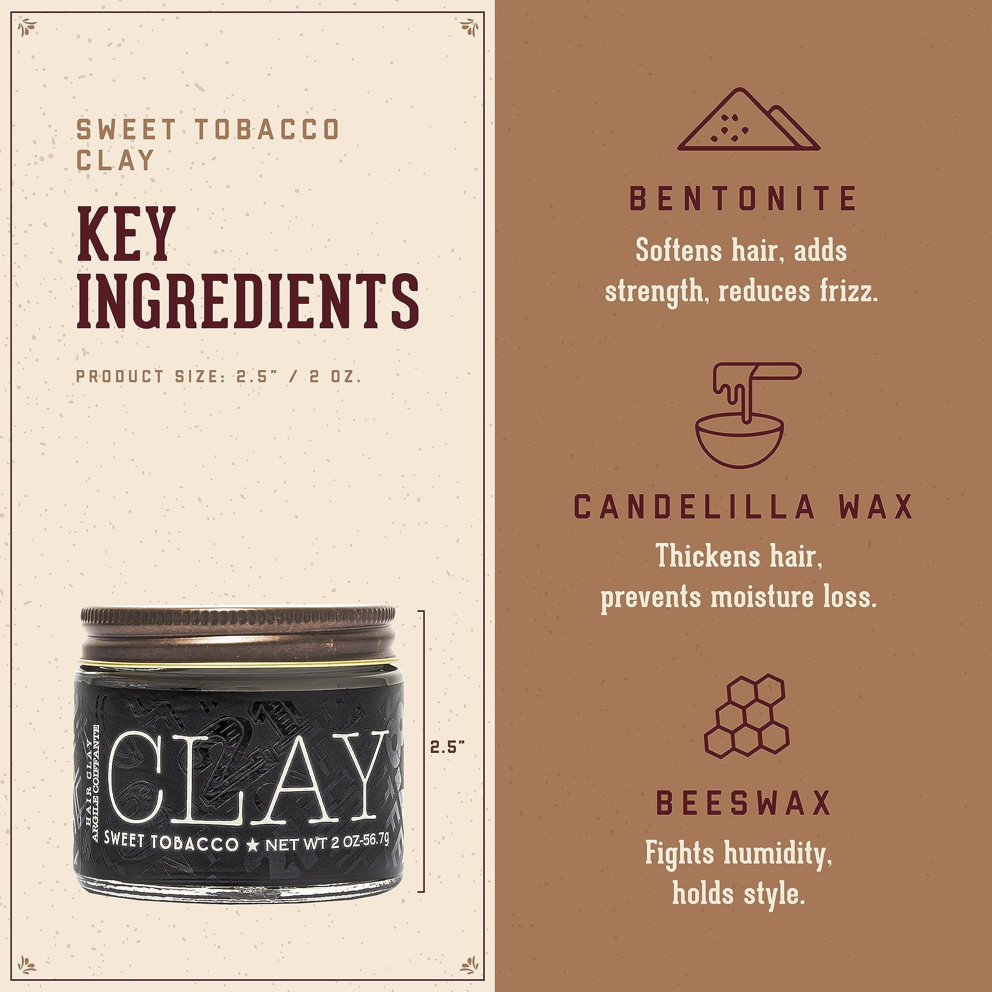 Sienna 18.21 Man Made Hair Styling Product, 2oz. Original Sweet Tobacco Scent in Clay with Matte Finish