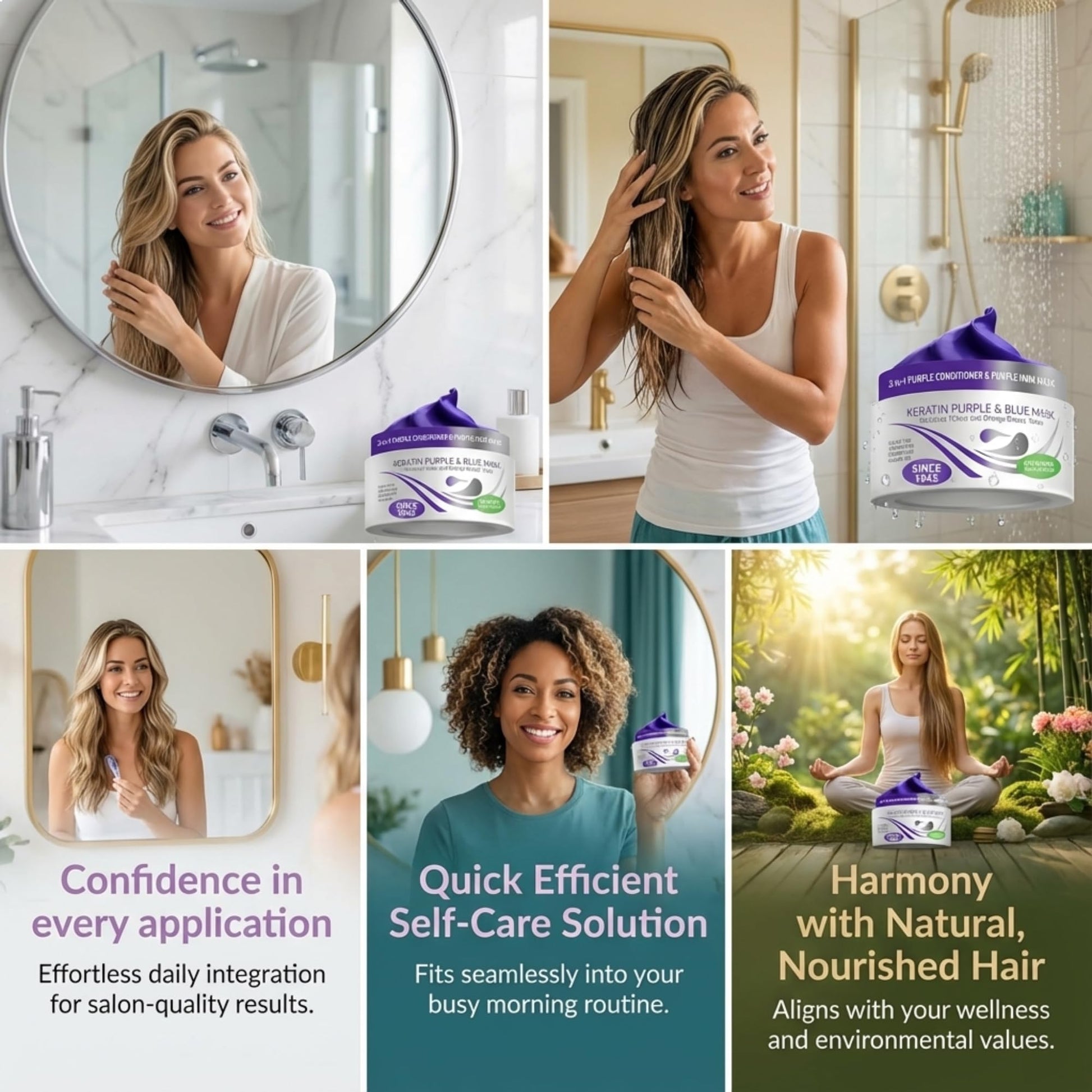 Lavender VITAMINS hair cosmetics Keratin Purple Hair Mask - Blue Hair Mask Deep Conditioner Treatment - Blonde Toner to Neutralize Brassiness in Brassy Blonde, Silver, White, Gray & Brown Locks