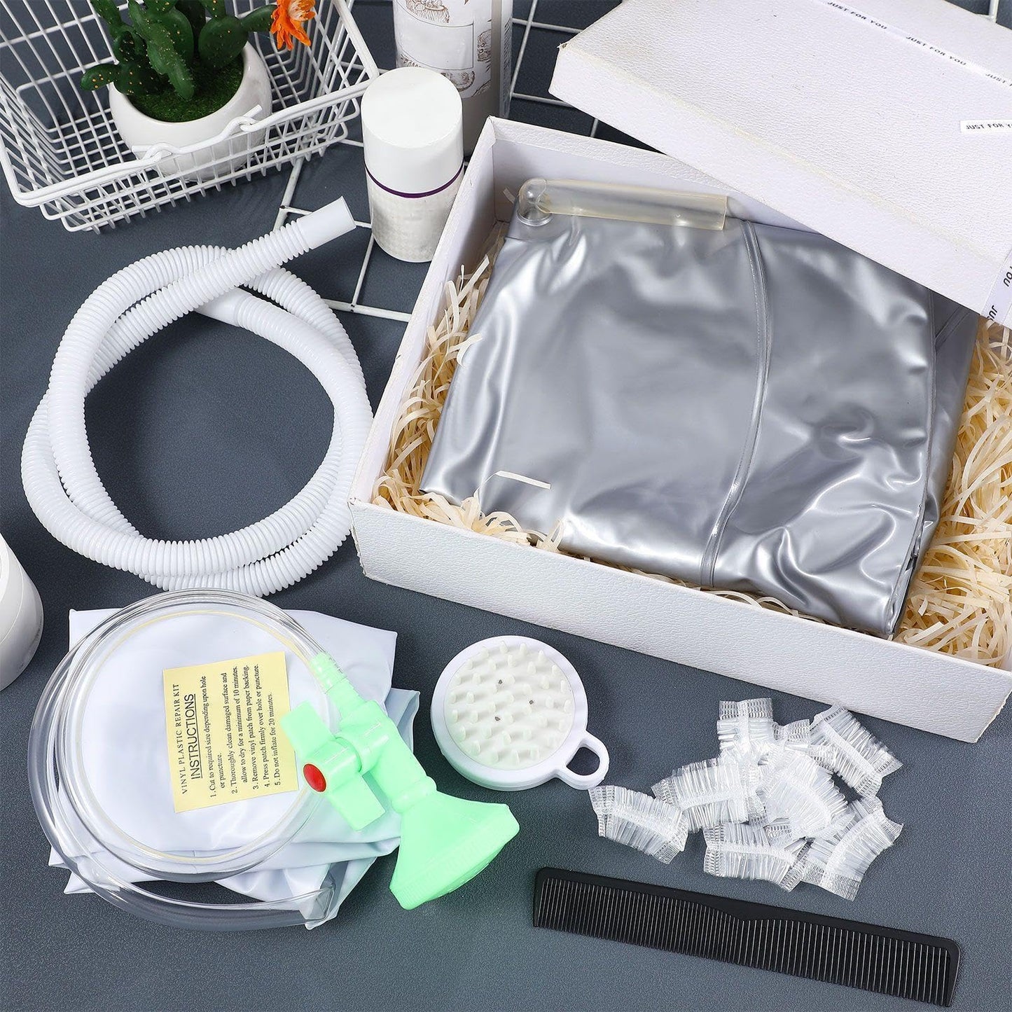 Lavender LemonRoad Inflatable Shampoo Basin Set with Inflatable Shampoo Basin Comb Disposable Ear Cover Hairbrush Shower Bag for Elderly Disabled Pregnant Injured Bedridden Handicapped Home Sink for Locs Detox