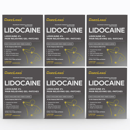 Dim Gray CARELAND 4% Lidocaine Patches 36 Count Pain Relief Patches Maximum Strength lidocaine, Back Pain Relief Products, for Neck Knee Joint Pain Nerve Shoulder Pain Relief