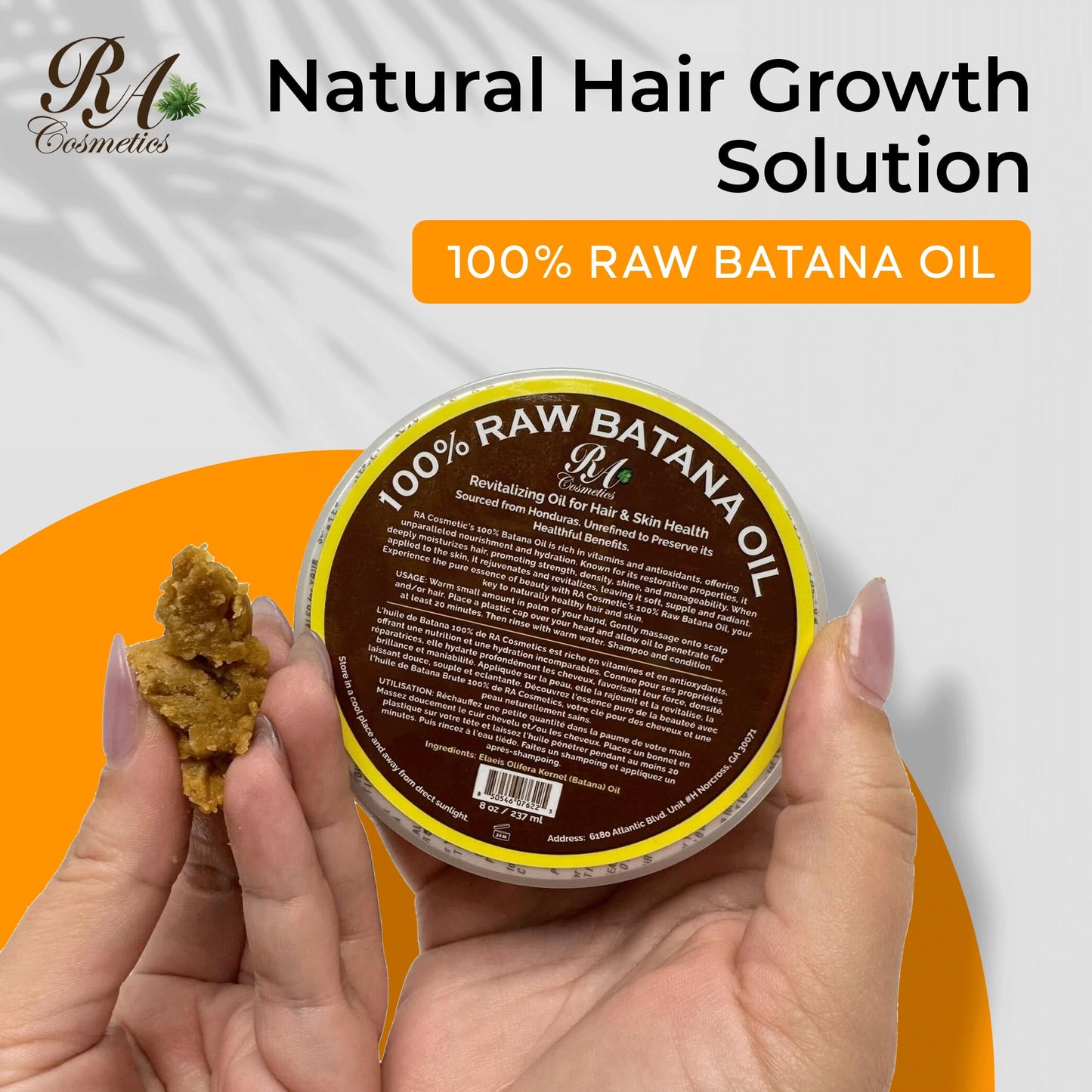 Light Gray RA COSMETICS 100% Natural Unrefined Batana Hair Oil for Healthy Hair, 16 oz | Dr Sebi Batana Oil Hair Moisturizer for Damaged Hair Repair| Strengthening and Nourishing Hair Conditioner