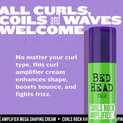 Medium Purple TIGI Bed Head Curls Rock Amplifier Curl Cream for Definition and Enhancement of All Curly Hair Types, 3.38 fl oz