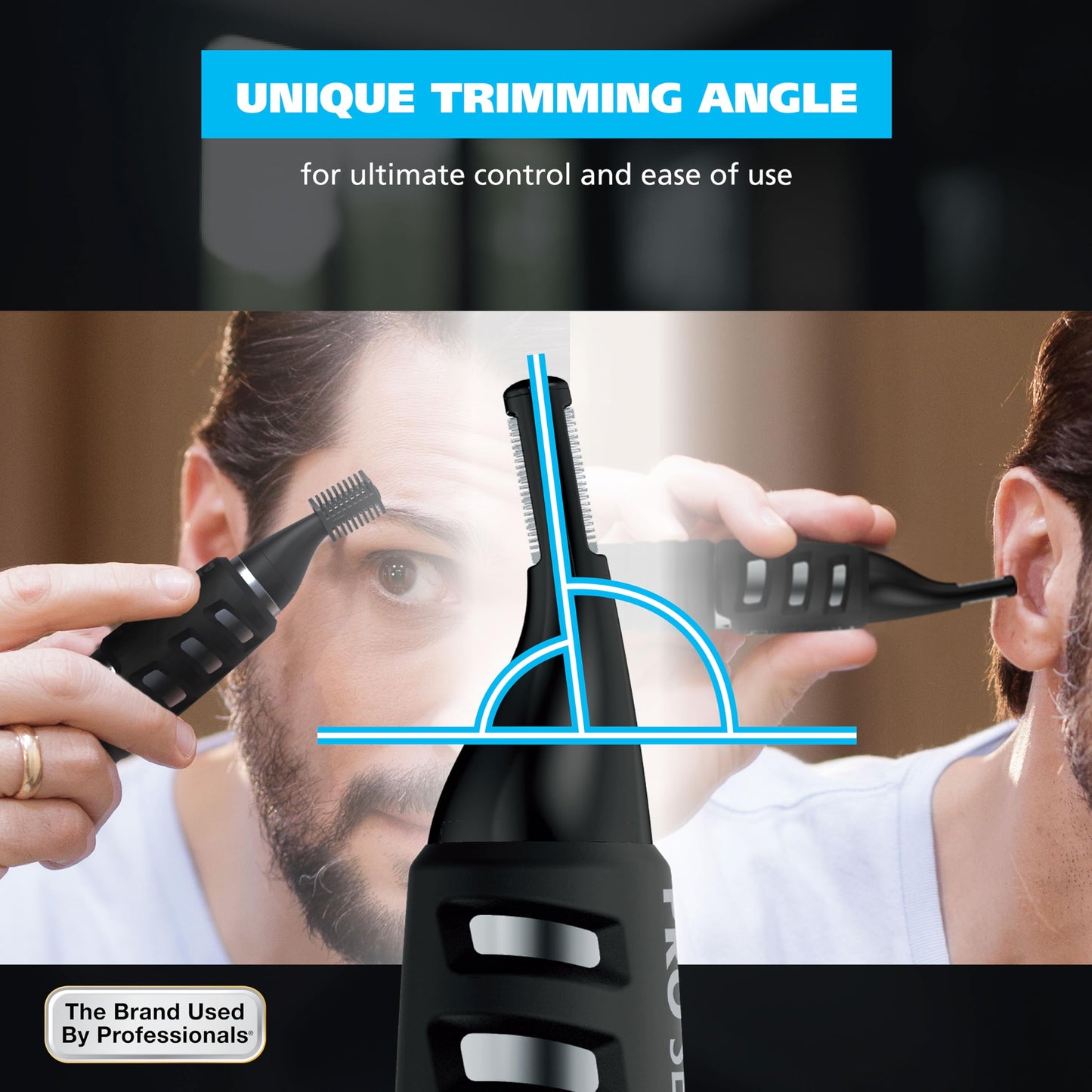 Black Wahl DualTech® Pro Series® 2 in 1 Lithium Battery Dual Sided Eyebrow Trimmer and Nose Hair Trimmer for Men – Model 3025698