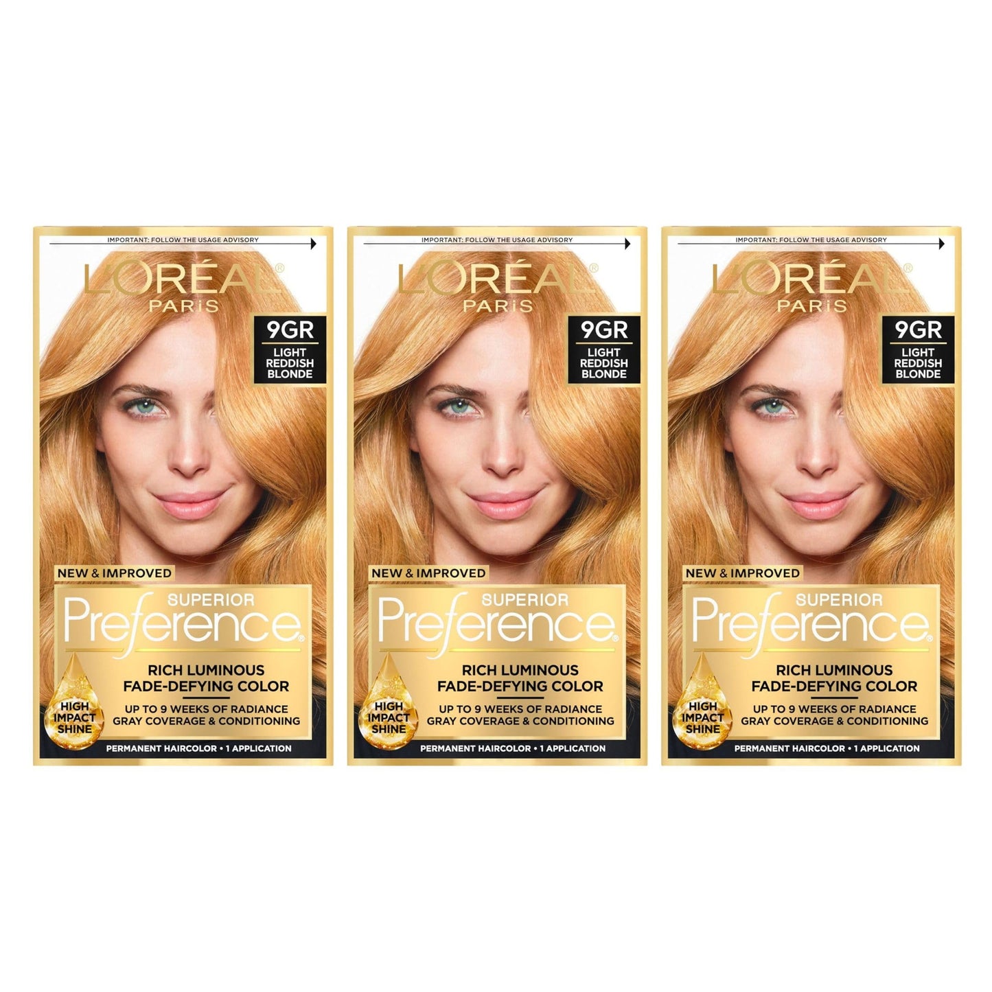 Light Goldenrod L'Oreal Superior Preference - 9GR Light Reddish Blonde (Warmer) 1 Each (Pack of 3)