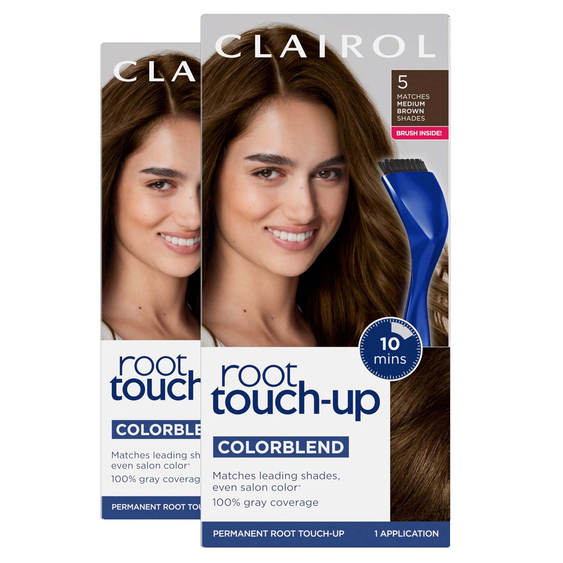White Smoke Clairol Root Touch-Up by Nice'n Easy Permanent Hair Dye, 5 Medium Brown Hair Color, Pack of 2