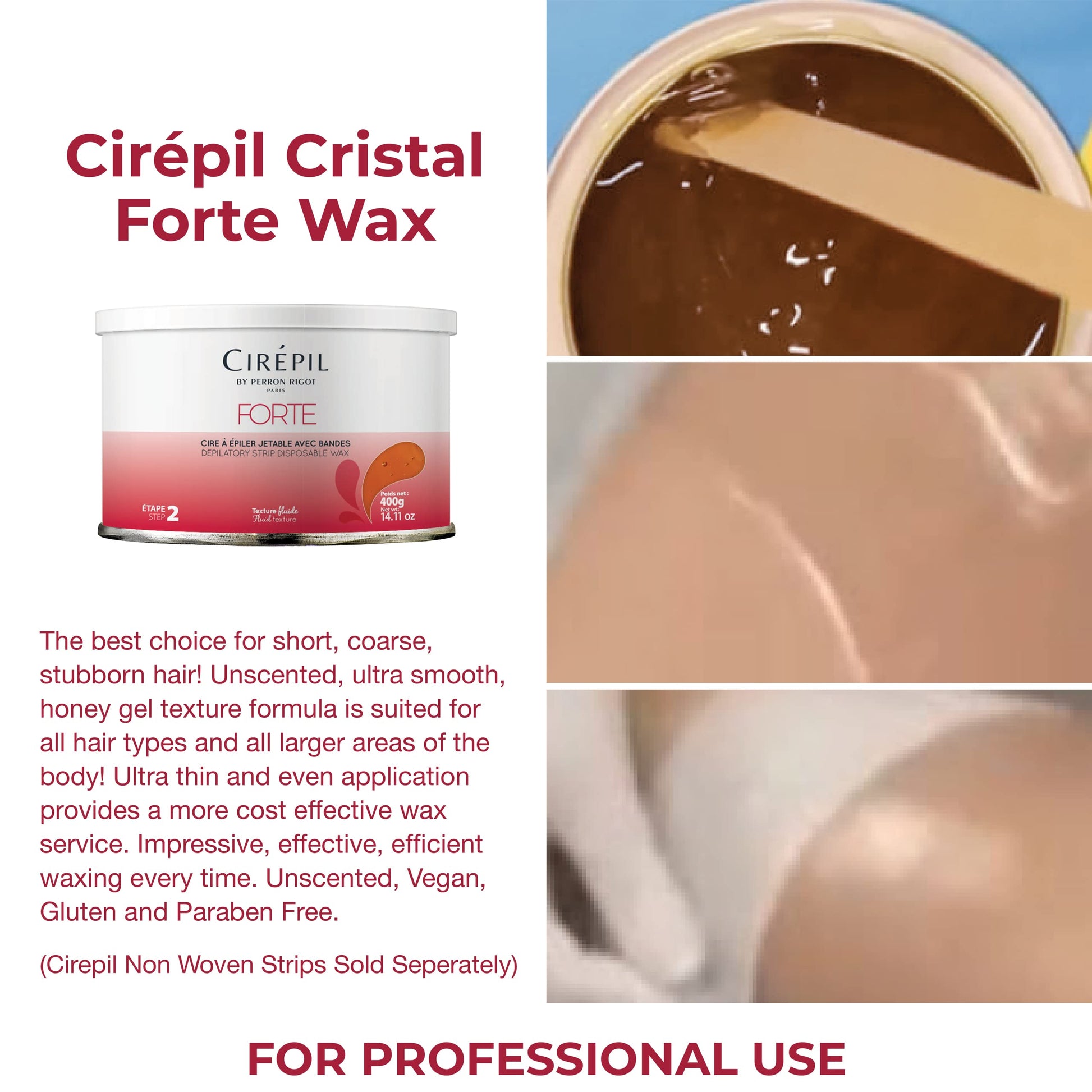 White Smoke Cirepil - Forte - 400g / 14.11 oz Soft Wax Tin - Strong Strip Wax for Coarse & Resistant Hair - Classic Honey Texture - Effective for Men & Women Body Waxing