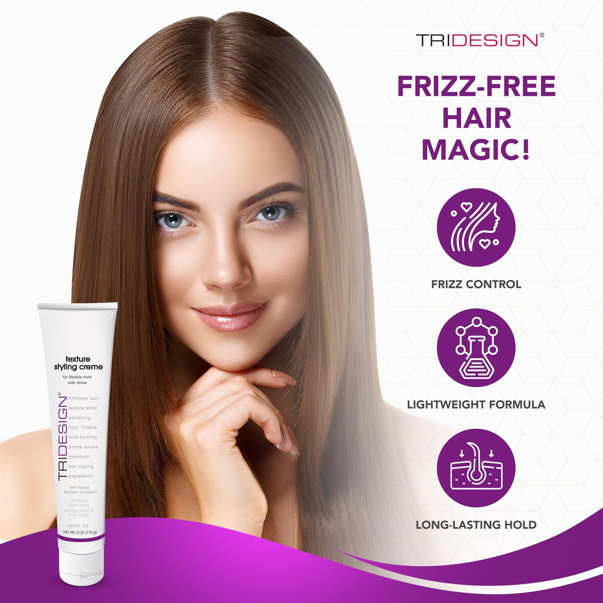 White Smoke TRIDESIGN Hair Care Texture Styling Creme – Versatile Hair Styling Cream for Smooth, Frizz-Free Hair – Hydrating Fiber Cream for Thick Hair, Curl Defining, and Maximum Styling Expression – 6 Fl Oz