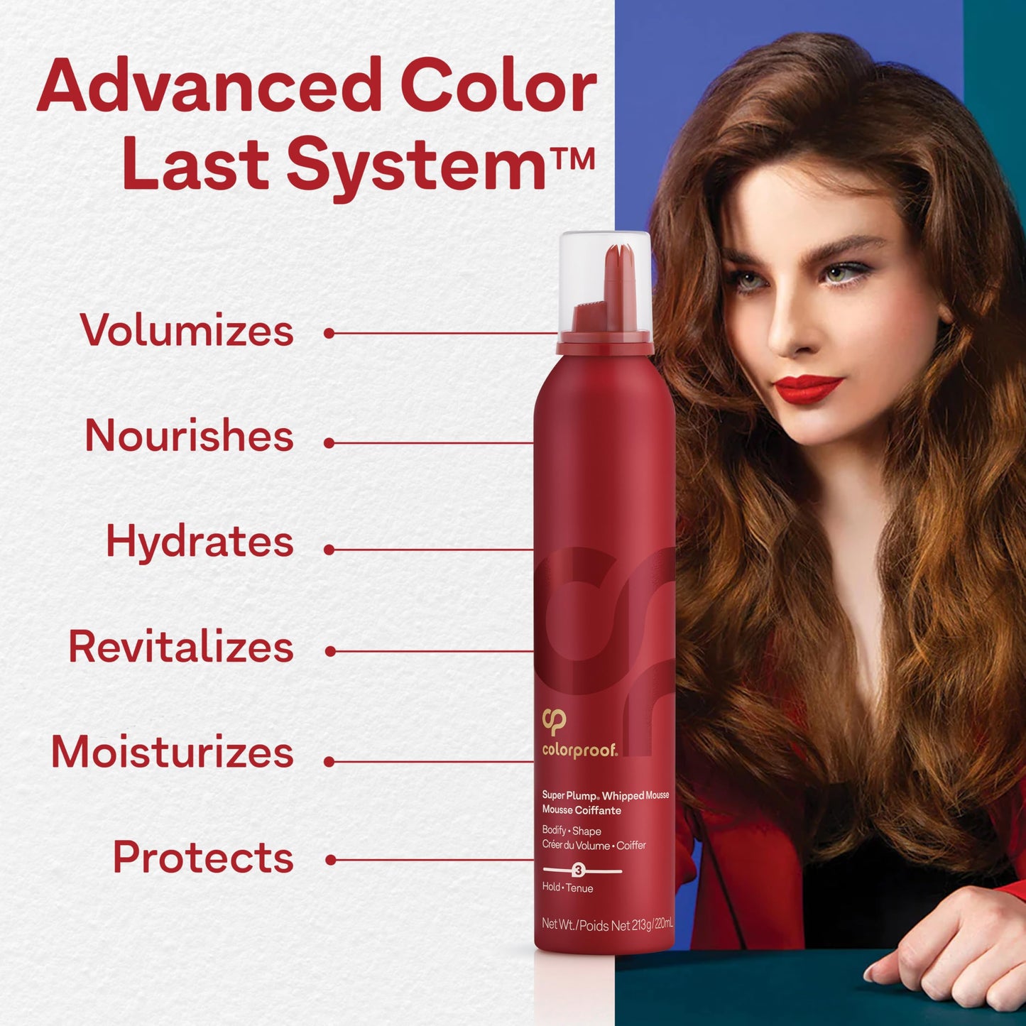 Misty Rose Colorproof Super Plump Whipped Bodifying Hair Mousse 7.5 Fl. Oz. Color-ProtectingMousse for Hair Volume, White Nectarine, Peony & Citrus Scent
