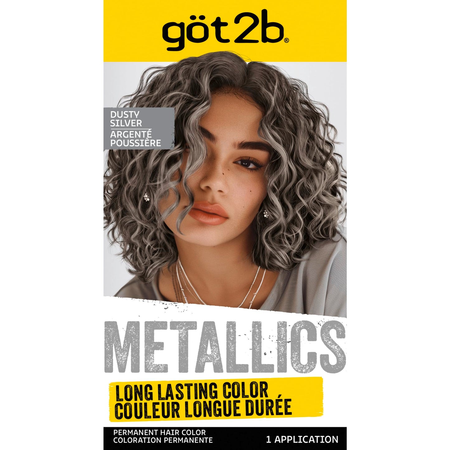 White Smoke Got2b Metallics Permanent Hair Color, M72 Dusty Silver