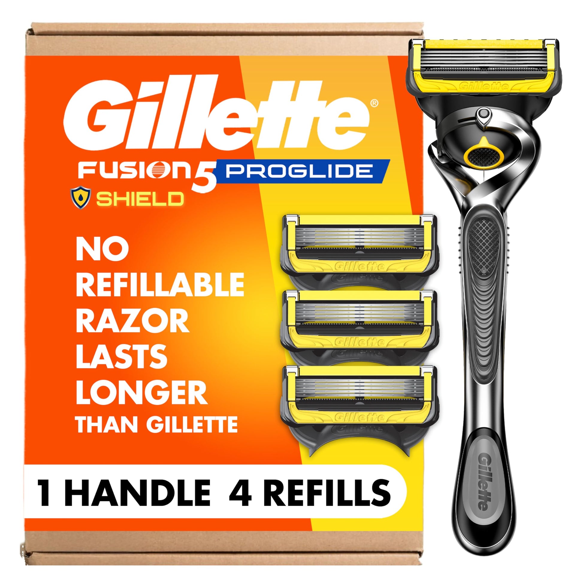 White Smoke Gillette ProGlide Shield Men's Razor, 5-Blade Razor with Precision Trimmer, 1 Handle and 4 Refills