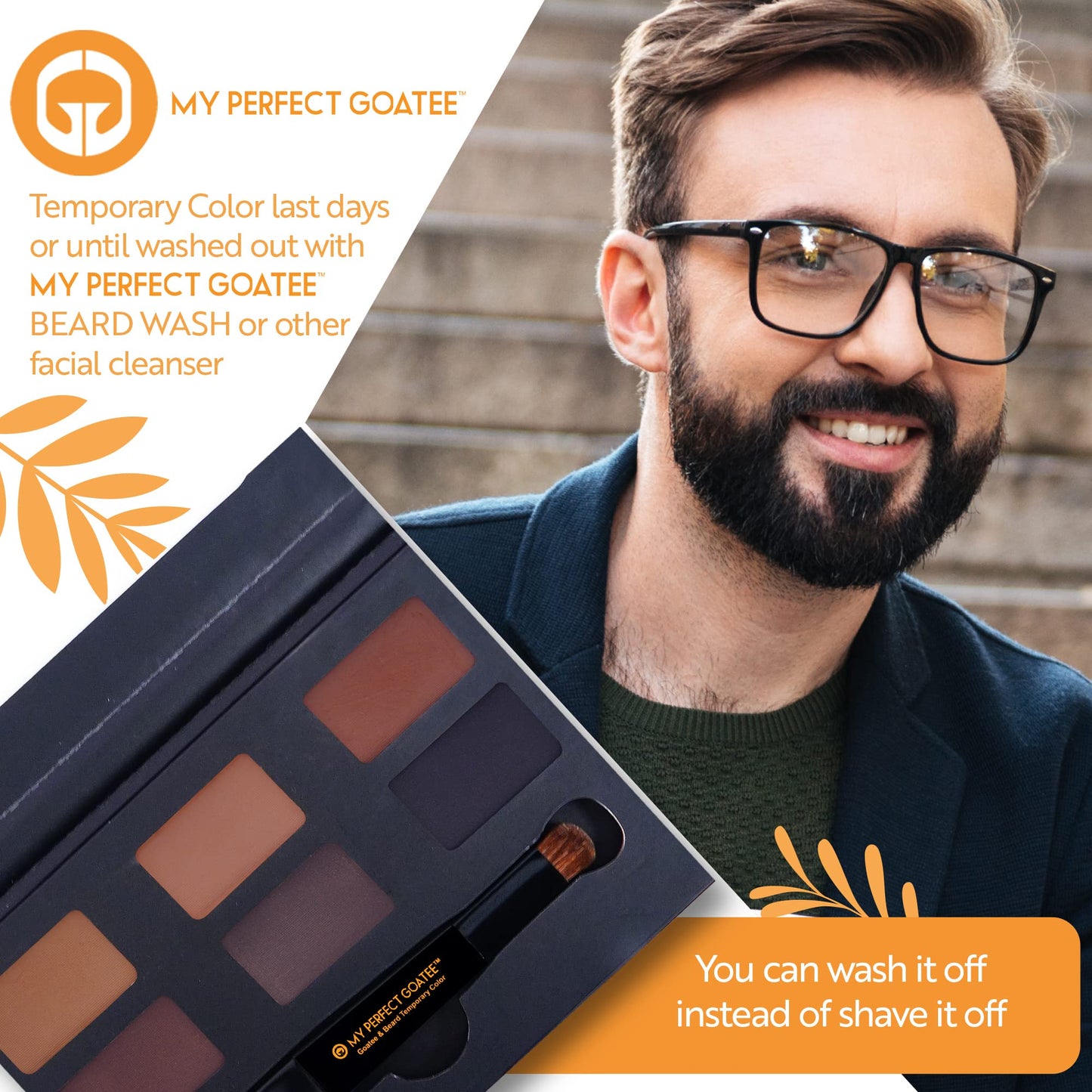 White Smoke Temporary Beard Color for Men – Natural Gray Coverage – Hypoallergenic, No PPD, Ammonia-Free – 6 Shades – Brush-On – Lasts 24-48 Hours – Goatee Mustache Sideburns | My Perfect Goatee
