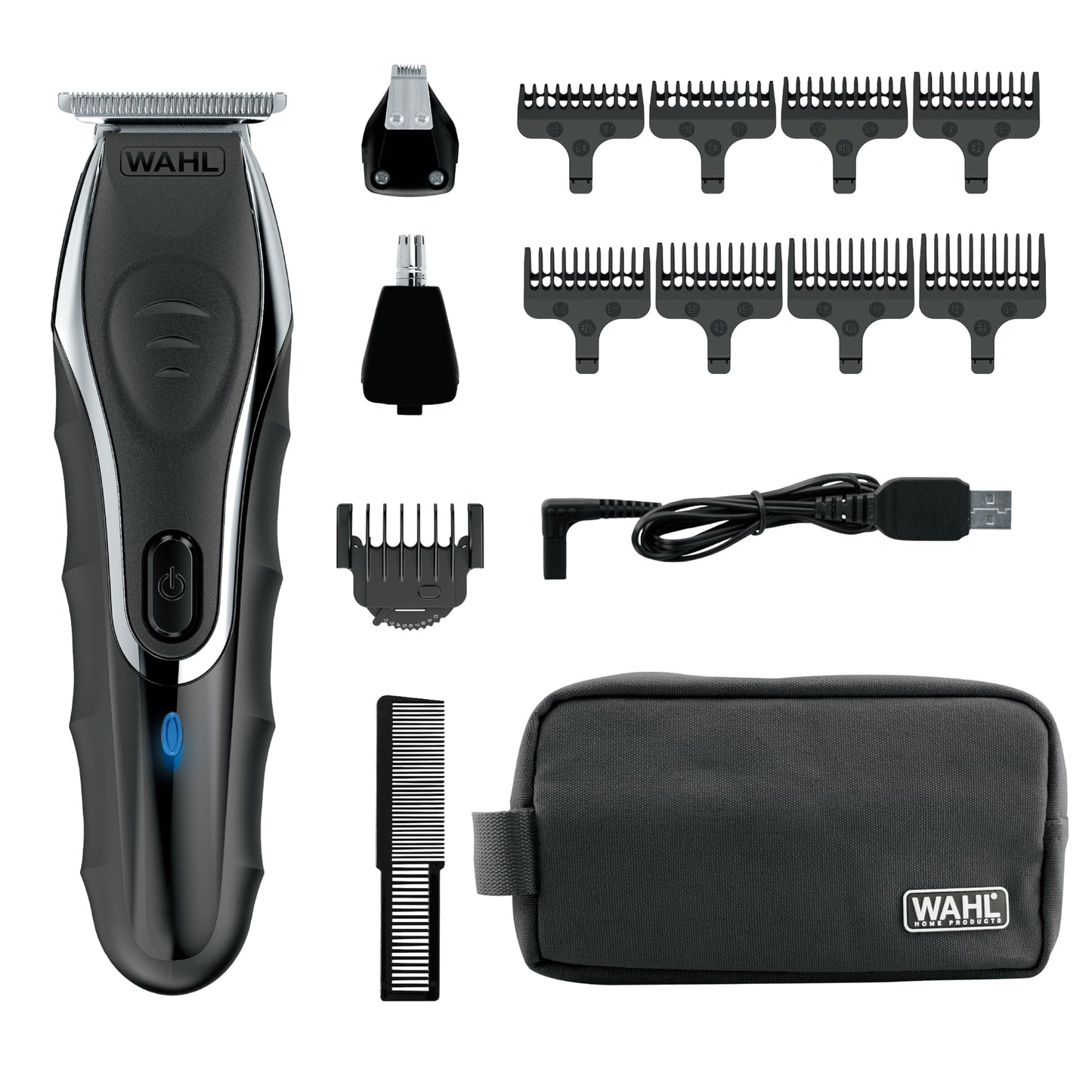 White Smoke Wahl Aqua Blade® Rechargeable Wet/Dry Lithium-Ion Deluxe Beard Trimmer for Men - Interchangeable Heads for Detailing, Hair, Mustache and Body Grooming - Model 9899-100