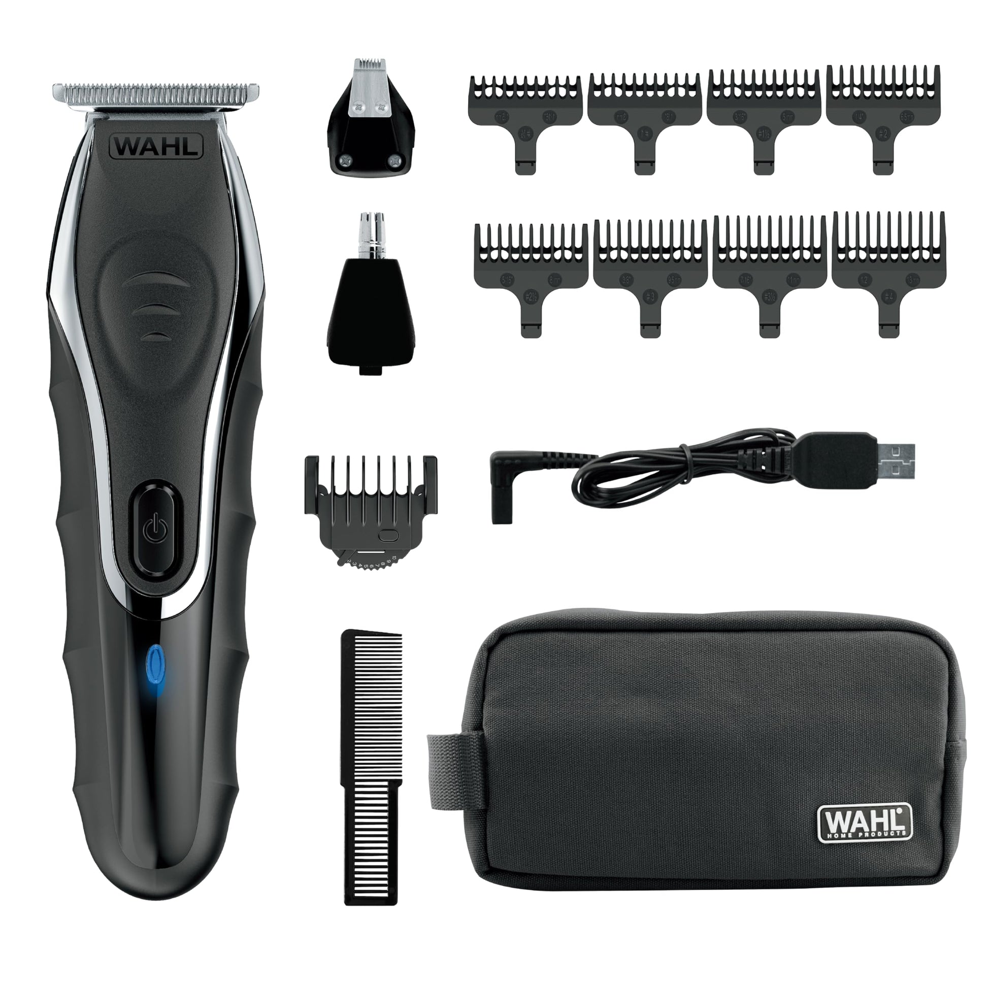 White Smoke Wahl Aqua Blade® Rechargeable Wet/Dry Lithium-Ion Deluxe Beard Trimmer for Men - Interchangeable Heads for Detailing, Hair, Mustache and Body Grooming - Model 9899-100