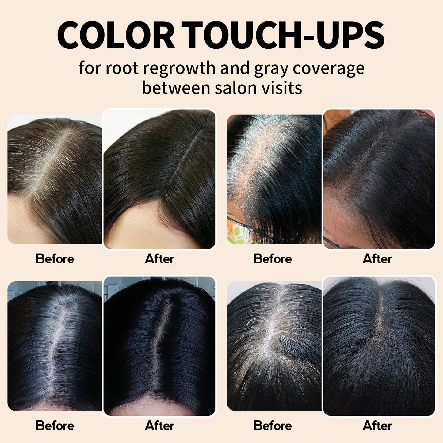 Antique White 5PCS Root Cover Up Powder, Root Touch Up Hair Color for Gray Coverage, Hairline Powder Instantly Conceals Hair Loss Thinning Hair Bald Spot for Women & Men (Black)