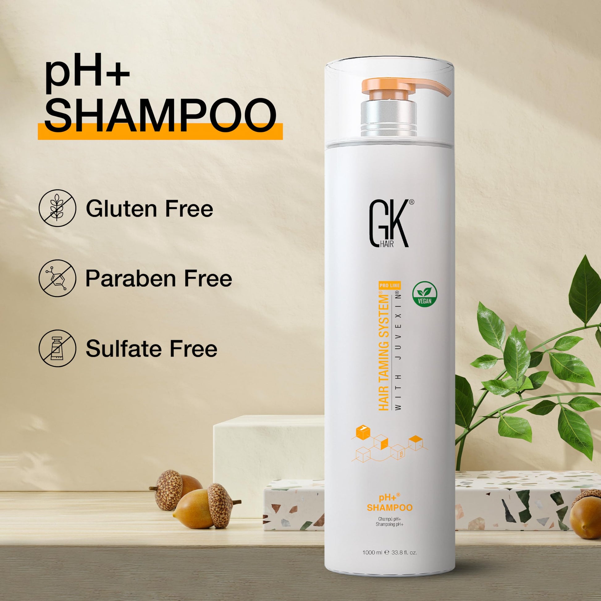 Gray GK HAIR pH+ Clarifying Shampoo 33.8 Oz – Aloe Vera & Pro Vitamin Deep Cleansing Shampoo for Build Up Removal, Pre Treatment Shampoo for Keratin Treatment, Detox Shampoo for Oily Hair
